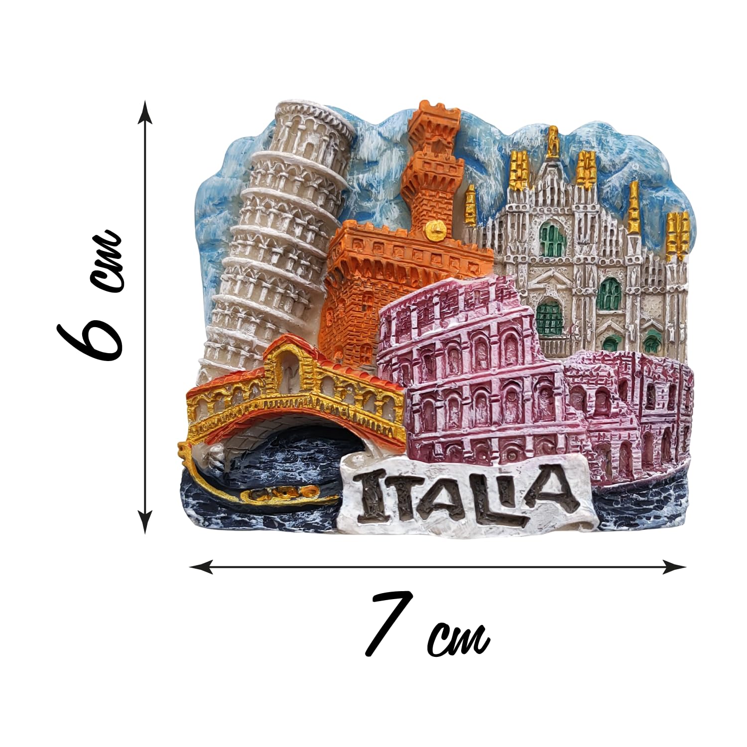 Leddy Living Italian Vintage Style Decorative Magnet, 1x Italy Monuments Magnet, Green / White / Red, Small, 50.0 grams, from Italy - Image 3