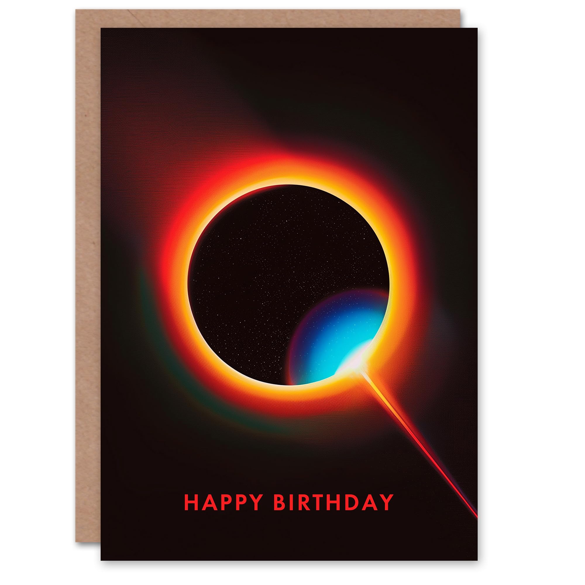 Artery8 Total Solar Eclipse Modern Moon Sun Ring Fire Blank For Him Or Her Art Birthday Card