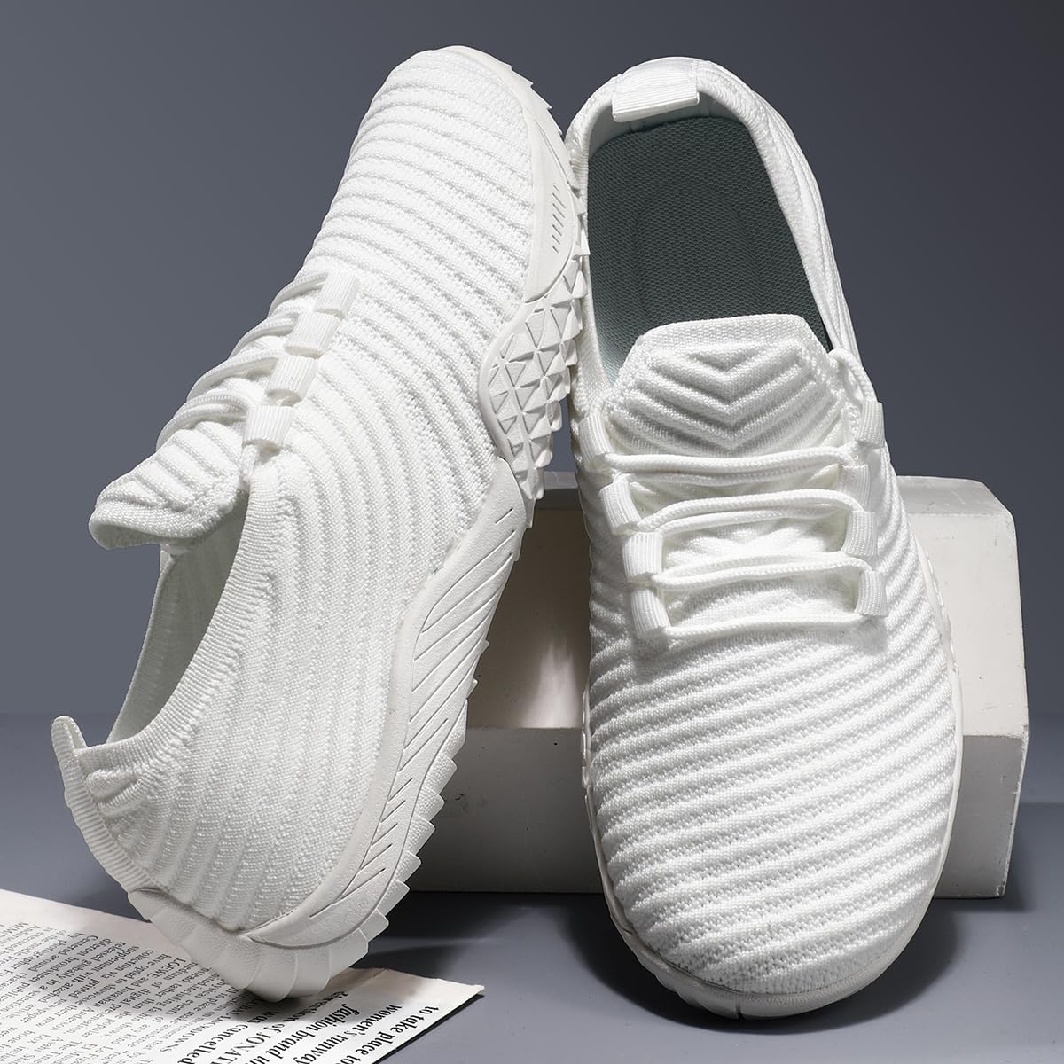 Womens Barefoot Shoes Minimalist Walking Trainers Zero Drop Sole Slip On Yoga Casual Sneakers Lightweight Breathable Indoor House Shoes White Size US 9 - Image 5