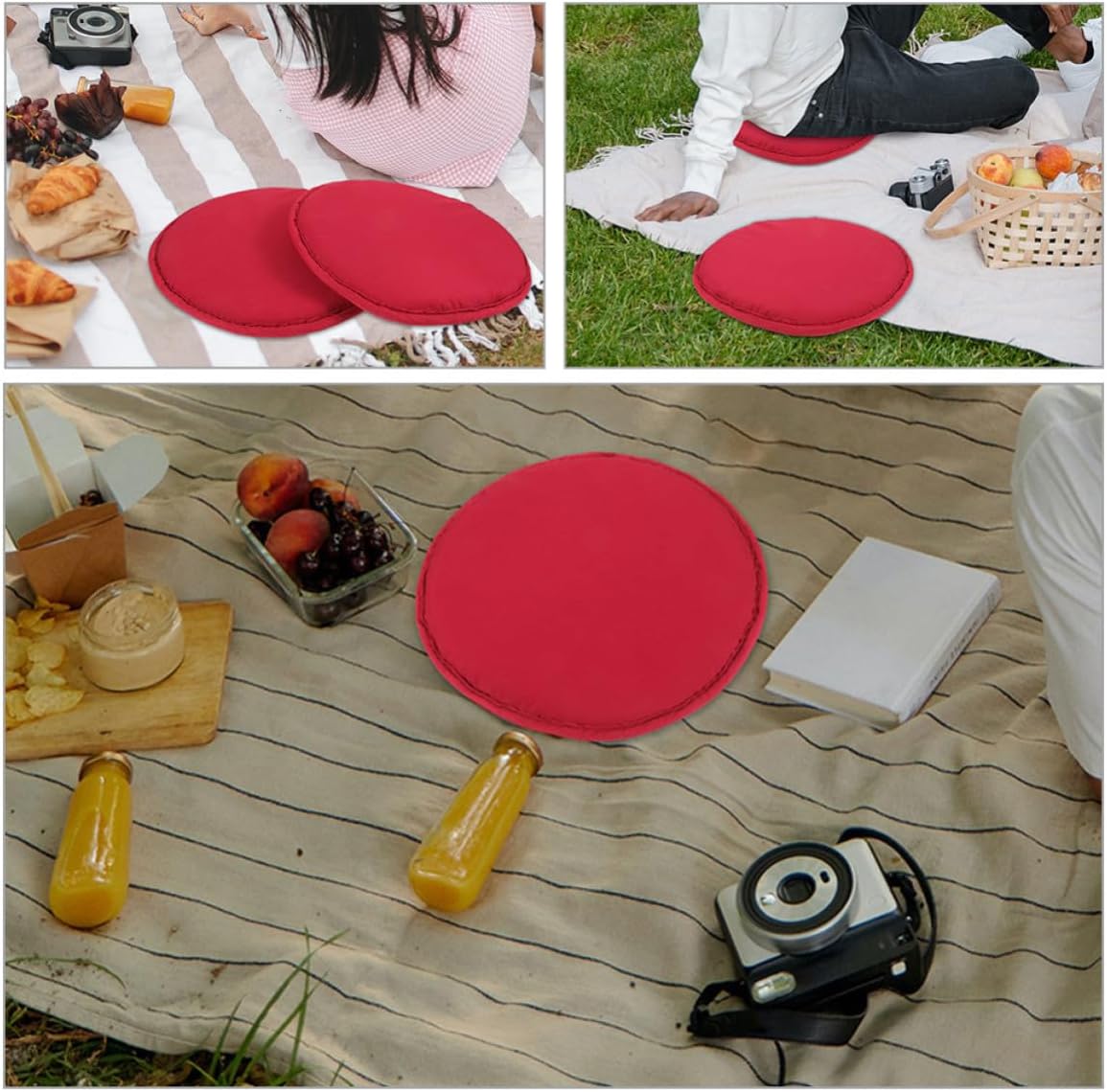 GANAZONO 2pcs Round Picnic Seat Pads Lightweight Camping Seat Cushions Made of Polyester and Pp for Outdoor Seating Arrangements and Easy to Carry