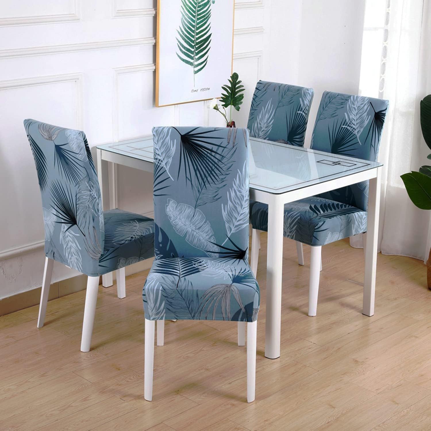 XNN Modern Stretch Dining Chair Covers Removable Washable Spandex Slipcovers for High Chairs 4/6 PCS Chair Protective Covers (B, 4PCS/Set)