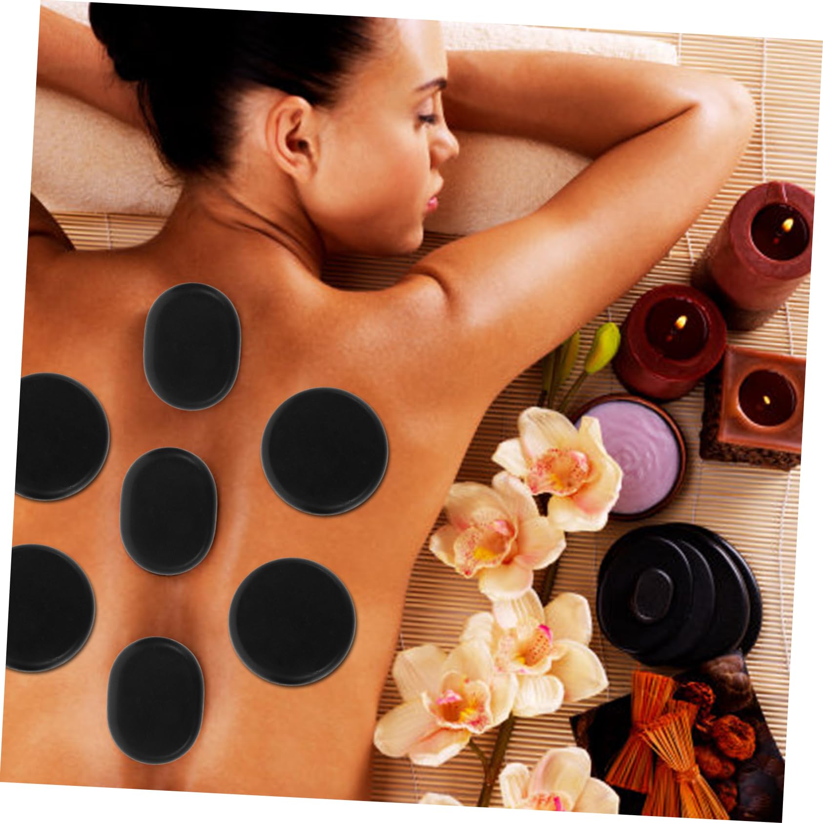 Healeved 6piezas Piedras De Masaje Calientes Para Spa De Basalto Redondo Piedras Calientes Para Relajación y Masaje De Espalda