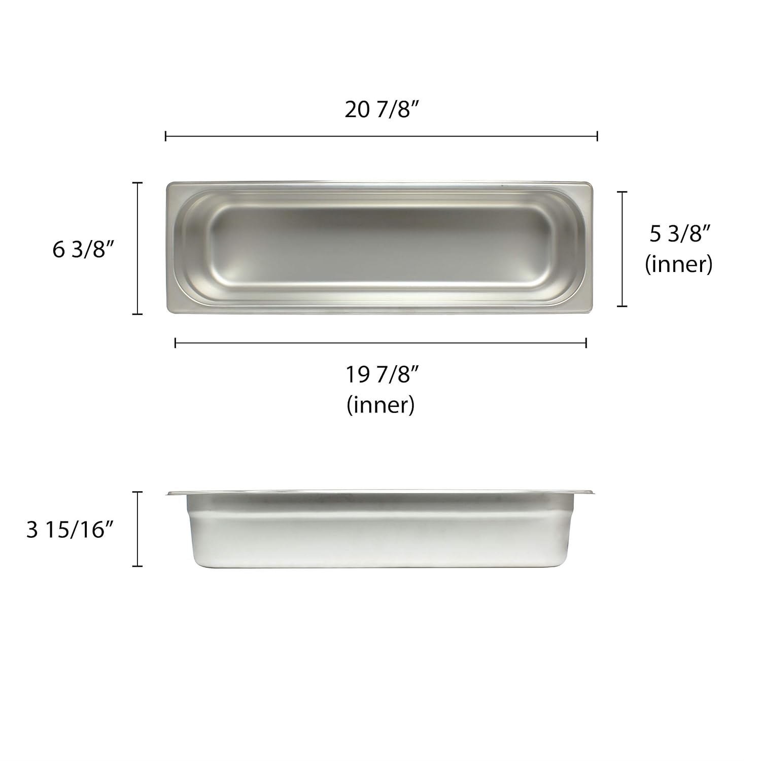 4" Deep Half Size Long Standard Weight Stainless Steel Steam Table / Hotel Pan Anti-Jam