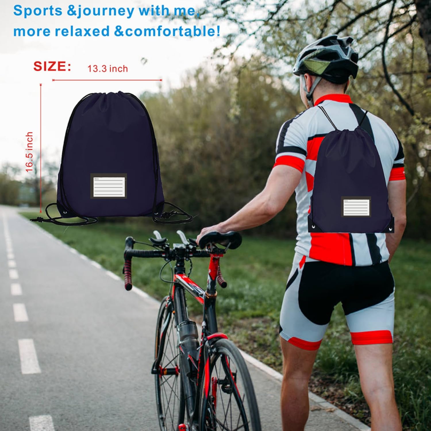 Rucksack mit Kordelzug, Kordelzug, für Heimwerker, Fitnessstudio, Sport, Reisen, Yoga, Cinch Bag, Sack, Kordelzug, Memokarte