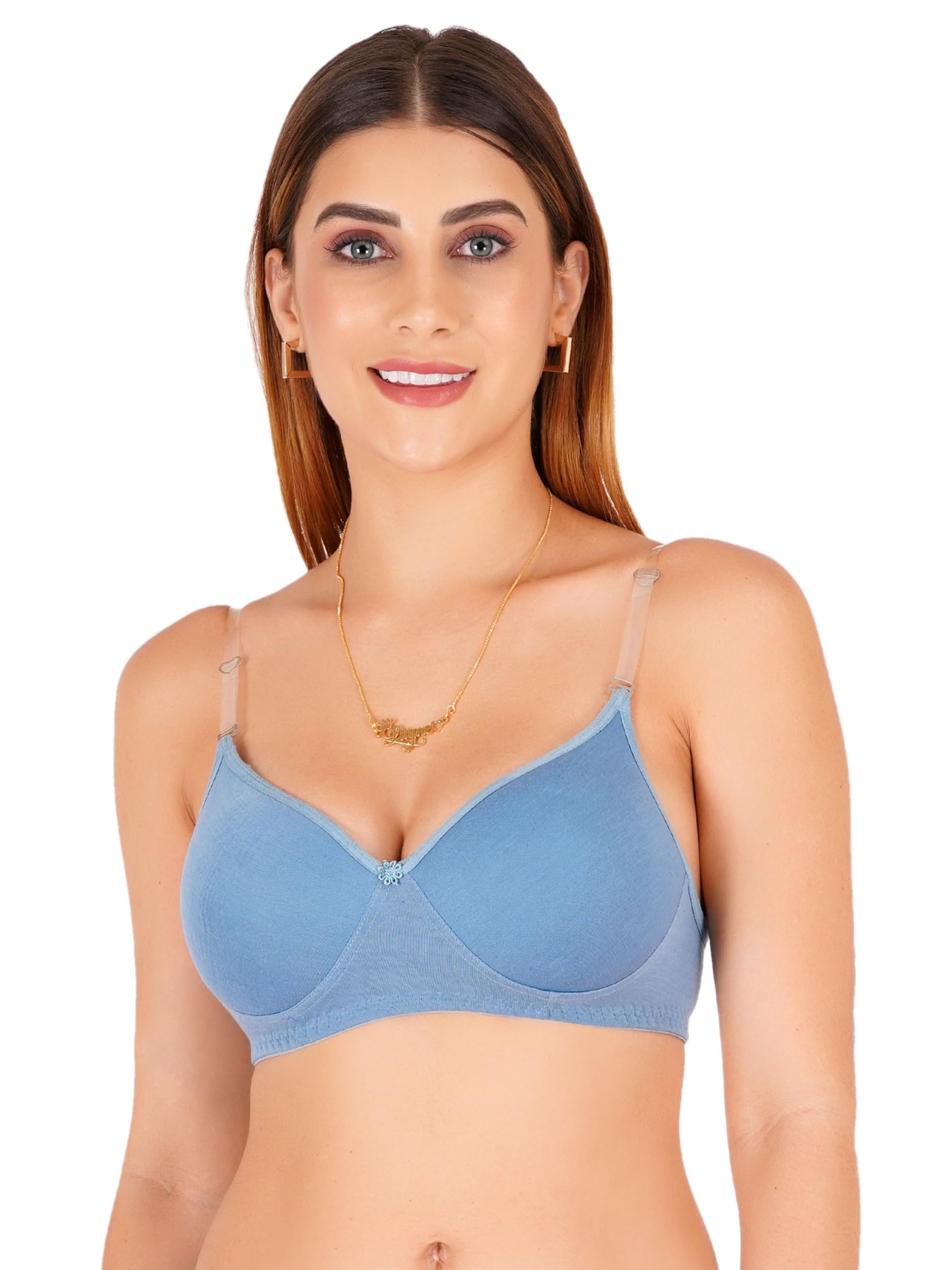 Liigne Women Everyday Padded Bra Panty Set with Transparent and Bra Color Strap (Pack of 1)