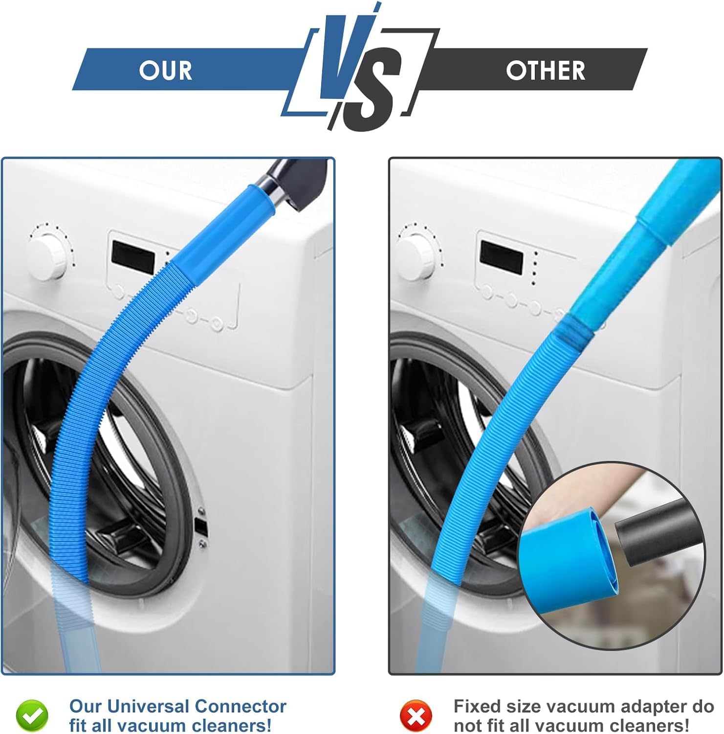 Dryer Vent Cleaner Kit, Flexible Dryer Lint Vacuum Attachment Compatible with Most Vacuum Cleaner, Blue - Image 3