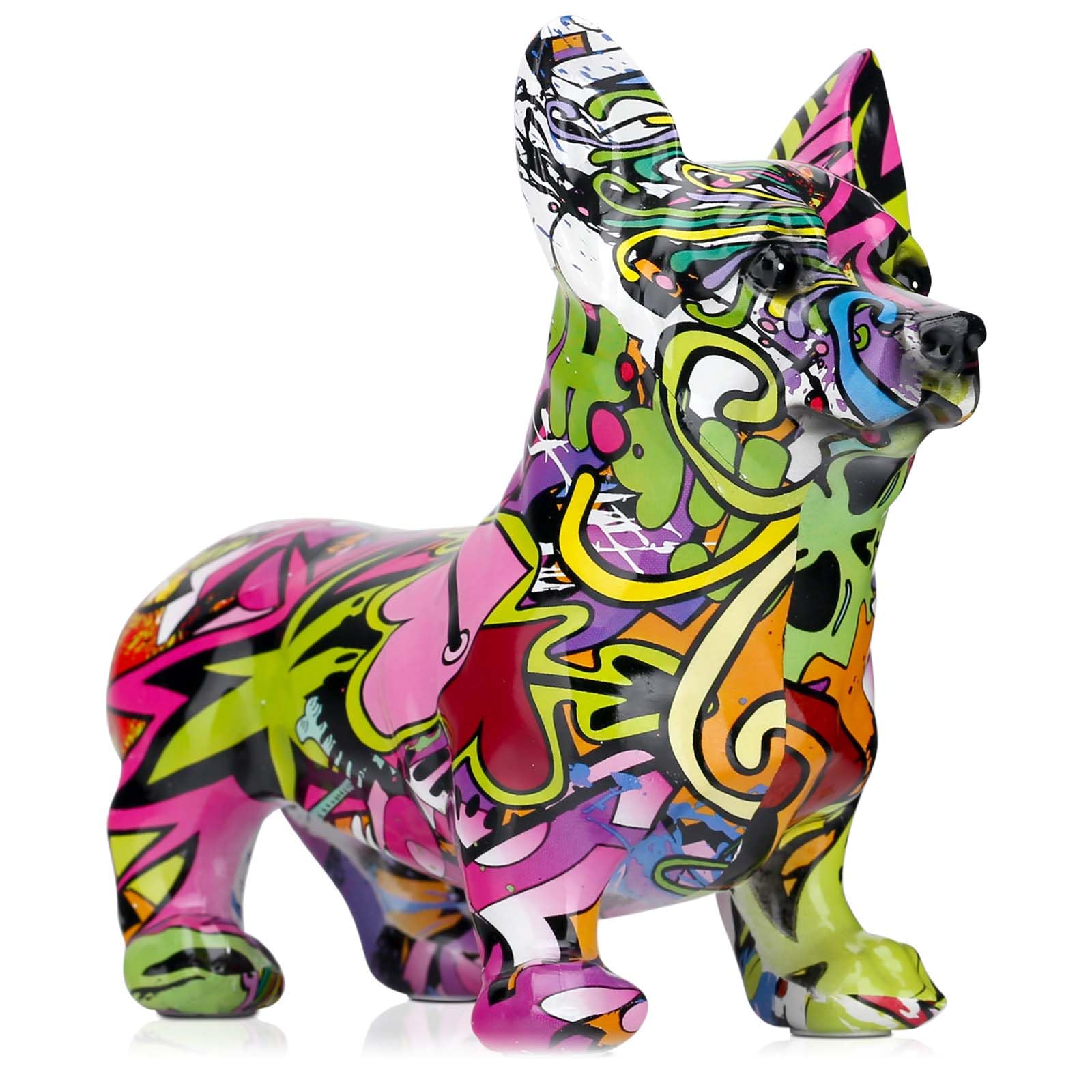 PlivBloom Graffiti Corgi Statue