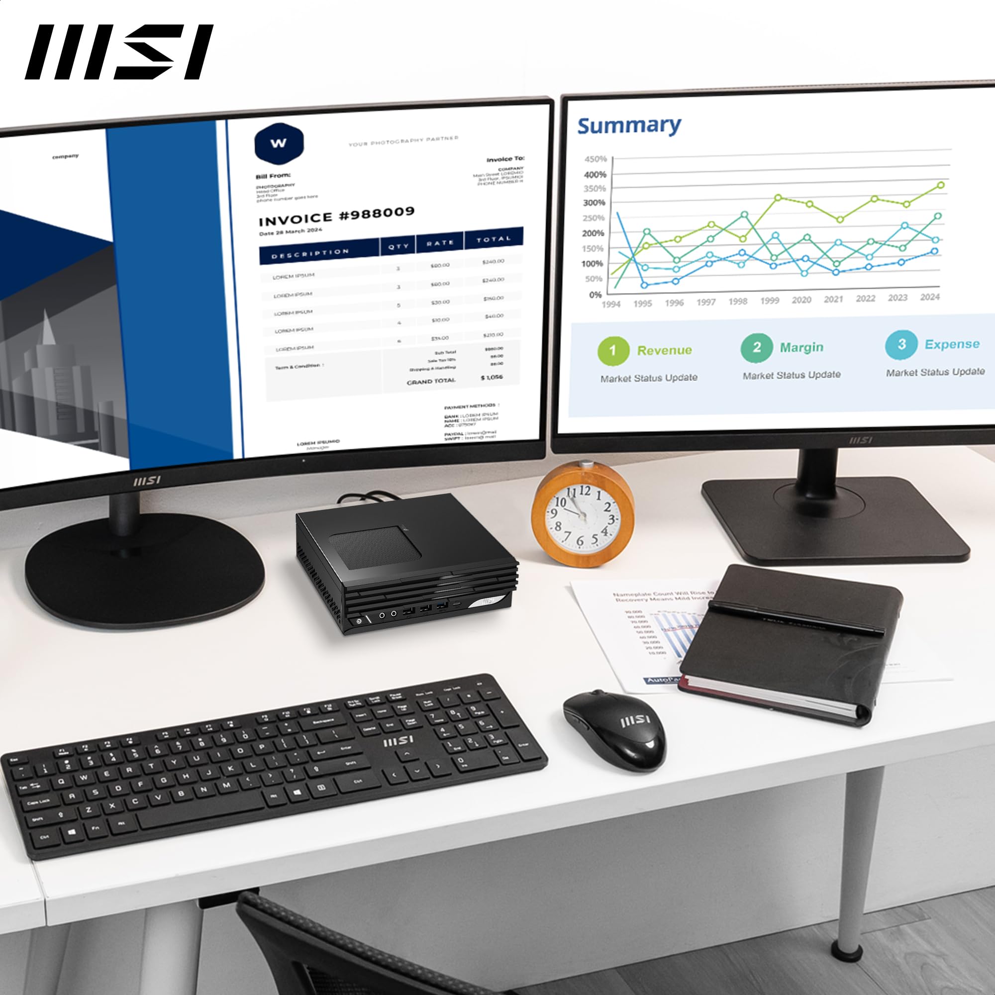 MSI Pro DP21 14M-1092EU Mini PC - Intel Core i5-14400, 16 Go DDR5, SSD M.2 512 Go, USB 10 GB/s, Double Affichage (4K HDMI 2.1 et DP 1.4), Wi-FI 6E, Bluetooth 5.3 - Windows 11 Famille