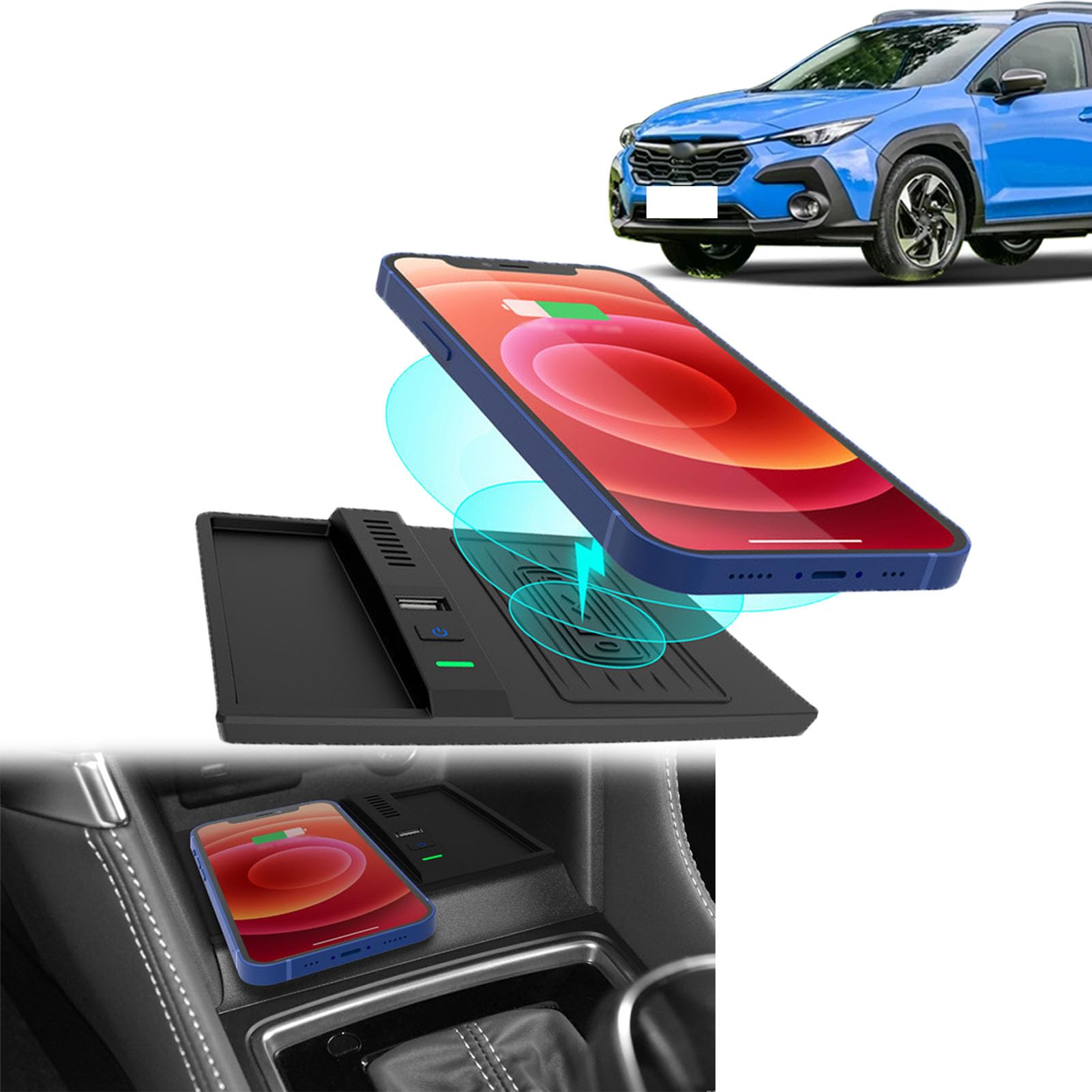 Caricabatterie Wireless per Auto per su-baru Forester Impreza Tutti i Modelli Accessorio con Ricarica Rapida Wireless da 10 W, Regalo per la Famiglia