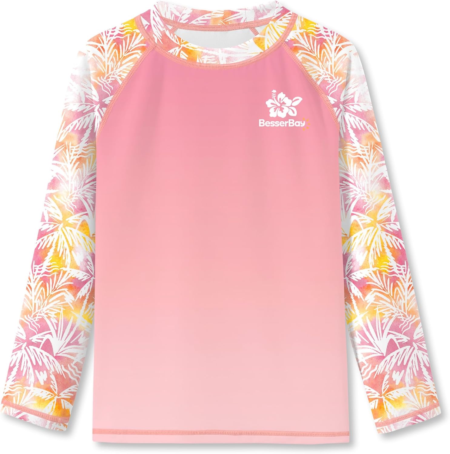 BesserBay Girls Rash Guard UPF 50+ Raglan Sleeve Quick Dry Swim Shirt 4-12 Years