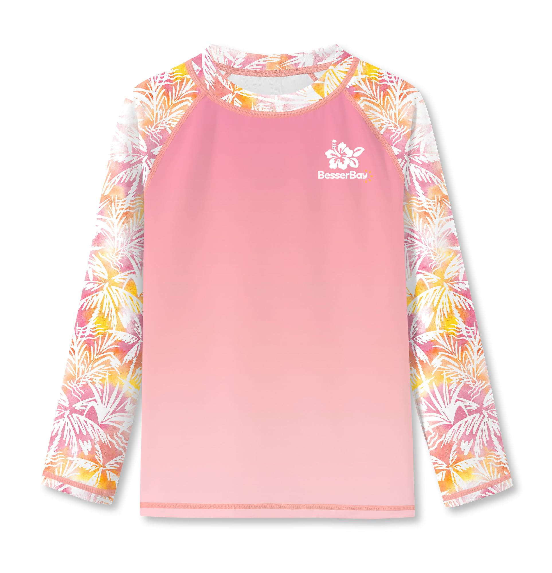 BesserBay Girls Rash Guard UPF 50+ Raglan Sleeve Quick Dry Swim Shirt 4-14 Years