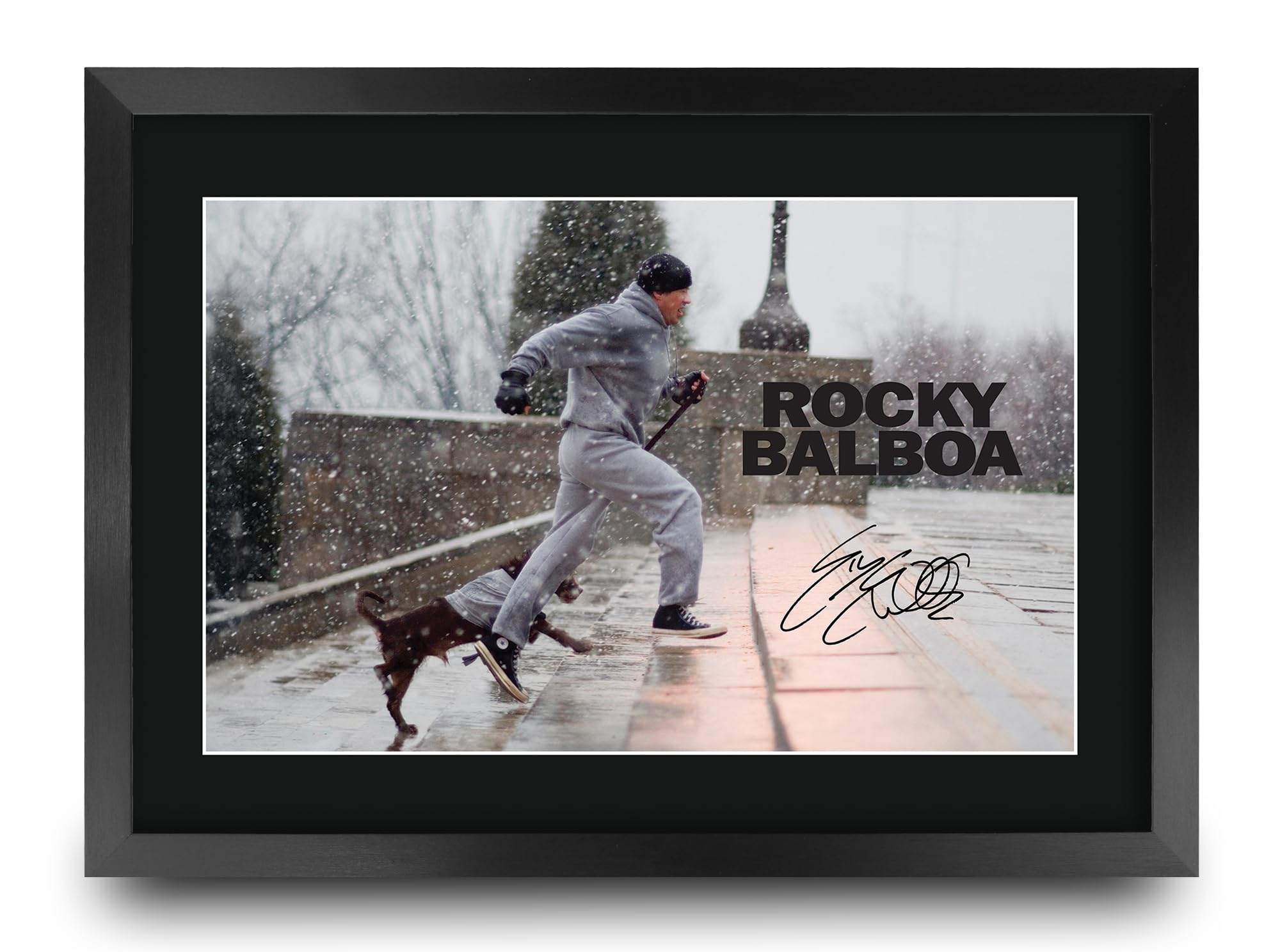 HWC Trading Rocky 6 Scene 2 Gifts Printed Signed Autograph Picture for Movie Memorabilia Fans - A3 Framed