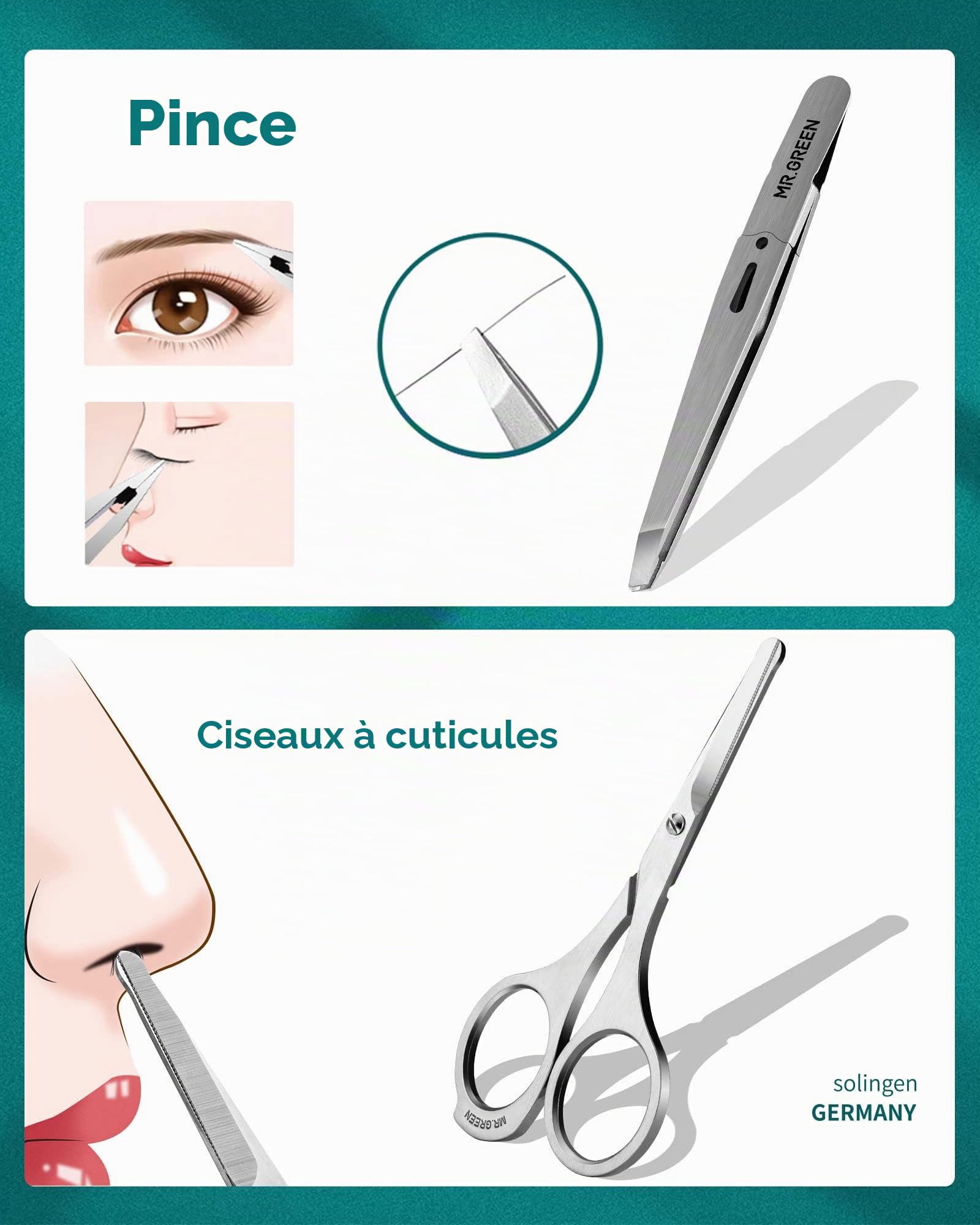 MR.GREEN Kit de manucure et pédicure 9 en 1, coupe-ongles en acier inoxydable allemand, anti-éclaboussures, coupe-ongles très résistant, outils professionnels de soins des ongles avec étui en cuir