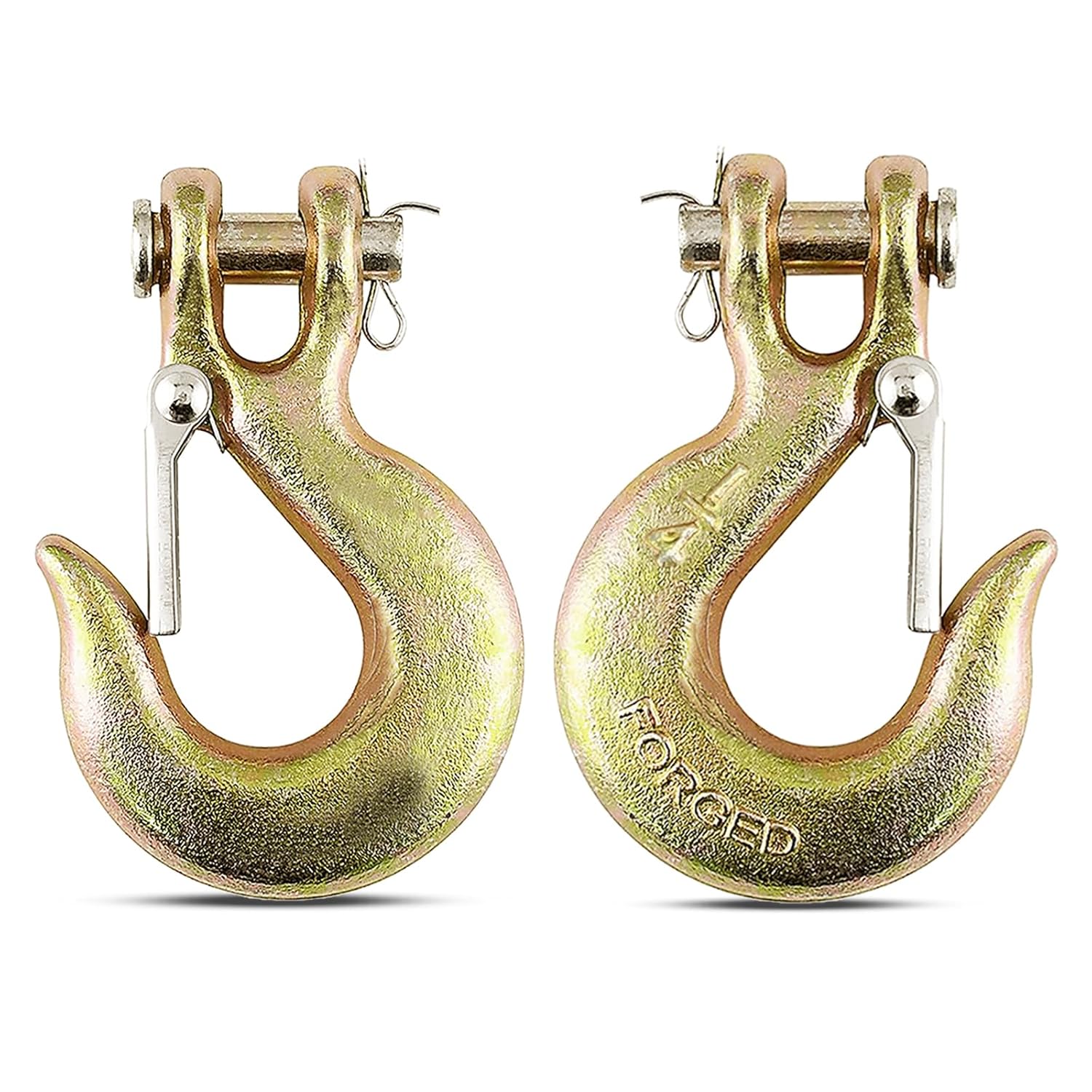 1/4'' Heavy Duty Chain Hook, 2Pack Forged Steel G70 Clevis Grab Hook with Safety Latch for Trailer Truck Transport Chain, 12600LBS Capacity for Heavy Load