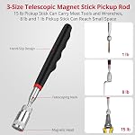XUNTOP 6 PCS Magnetic Telescoping Pickup Grabber Tool Set Including 15 lb/1 lb/8 lb with LED Light/Round/Square Inspection Mirror/Telescoping Handle 360° Swivel for Extra Viewing Pickup Dead Angle