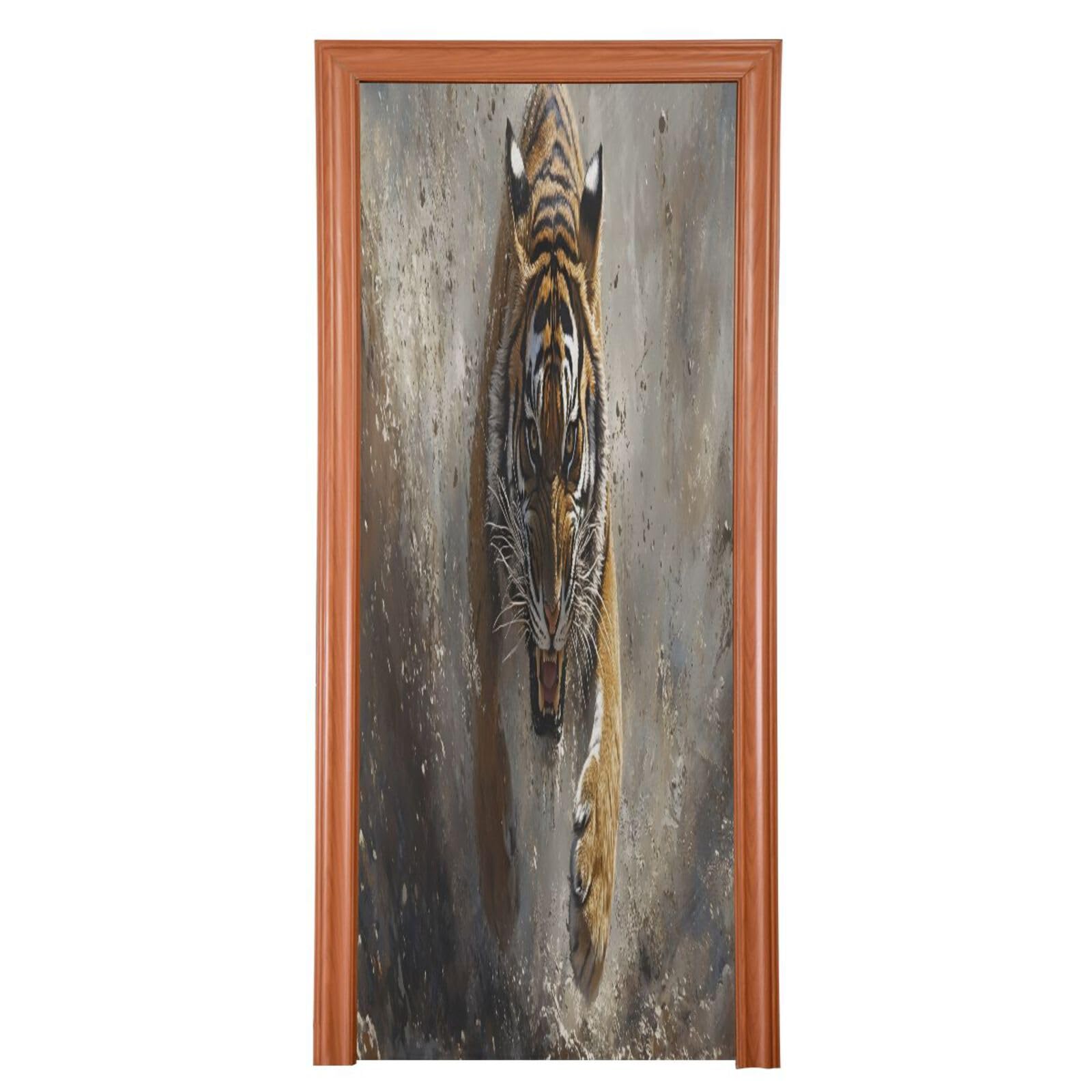FLildon Wild Tiger Hunting Door Cover Decoration, Party Accessory Porch Decor for Festive Ornament Room Door Covers 35 x 79 Inch