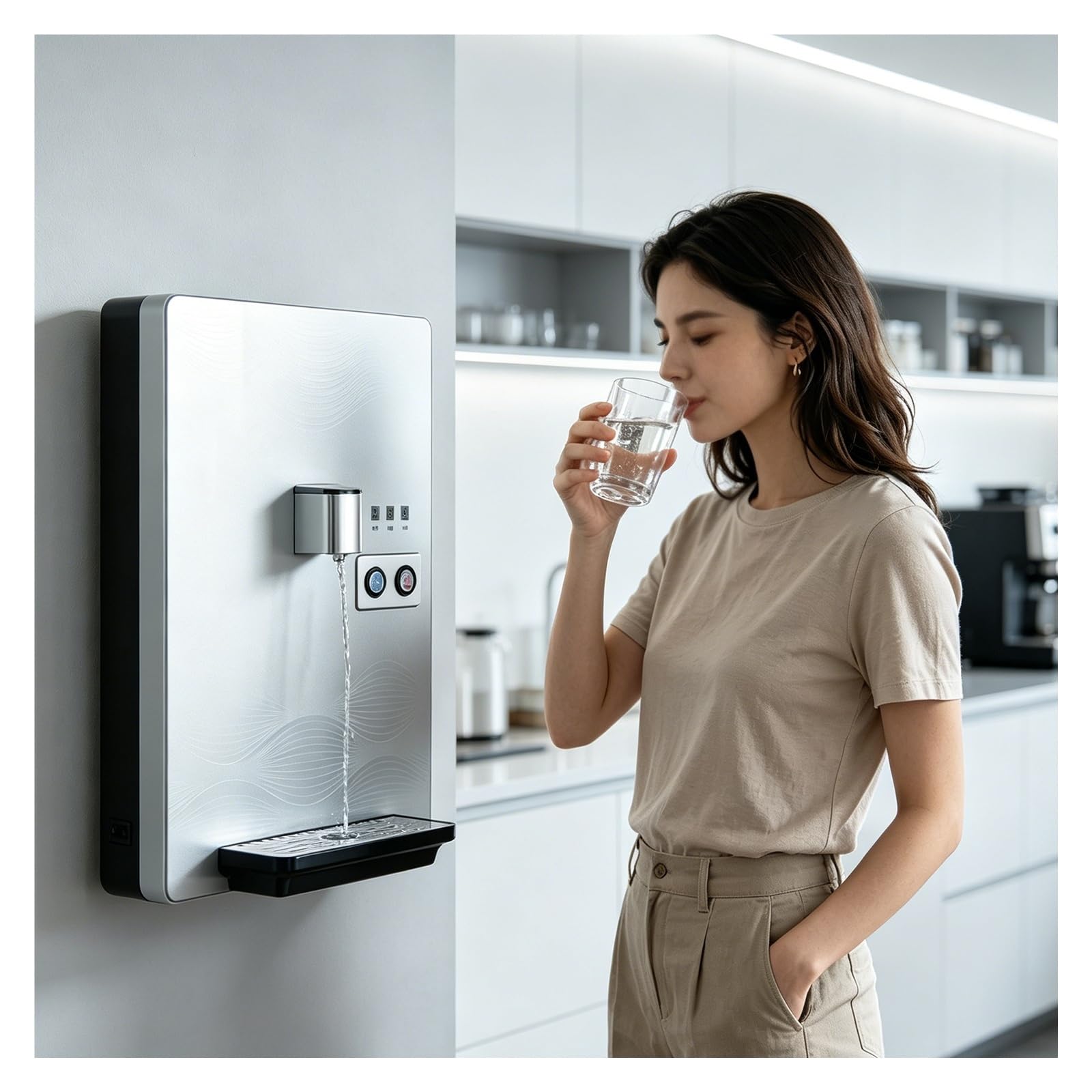 Dispensador De Agua Caliente Montado，Enfriador De Agua Equipado con Una Alarma De Nivel Bajo De Agua，Maquina De Agua Fria Y Caliente, para Cocinas De Estilo Premium