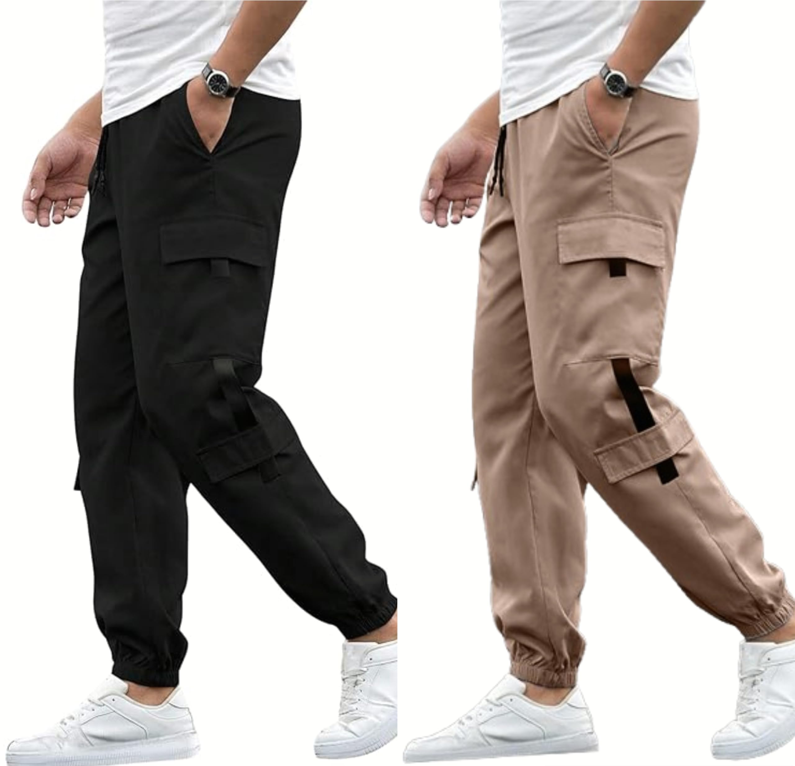 swastik aparels Swastik Apparels Men's Track Pant Combo | Track Pants | Lower | Joggers | Combo of 2 | Pack of 2 Pant | Cargo Pant (BLK+KHK)-picture-18