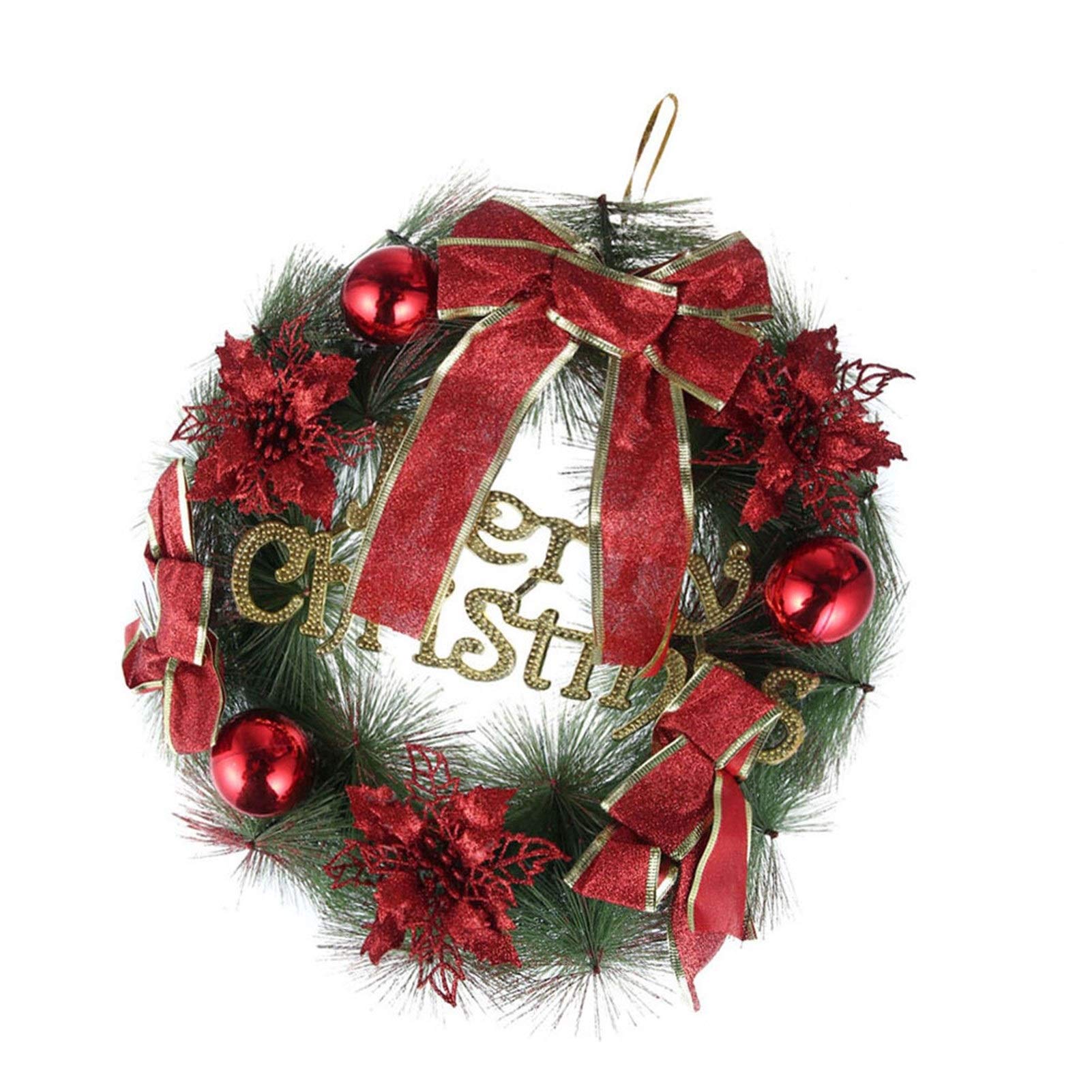 Guirlande de Noël rouge de 40cm pour décoration de porte d'entrée