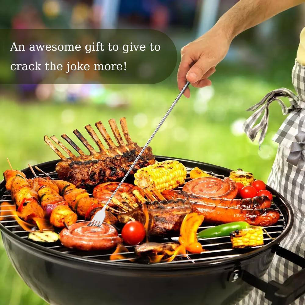 Extendable Forks,long fork,Stainless Steel Fork, Retractable Travel Fork,BBQ Forks Machine Washable for Dinner Pasta Dessert Salad Extended To 25 Inches,Shortest To 8.67 Inches (5)