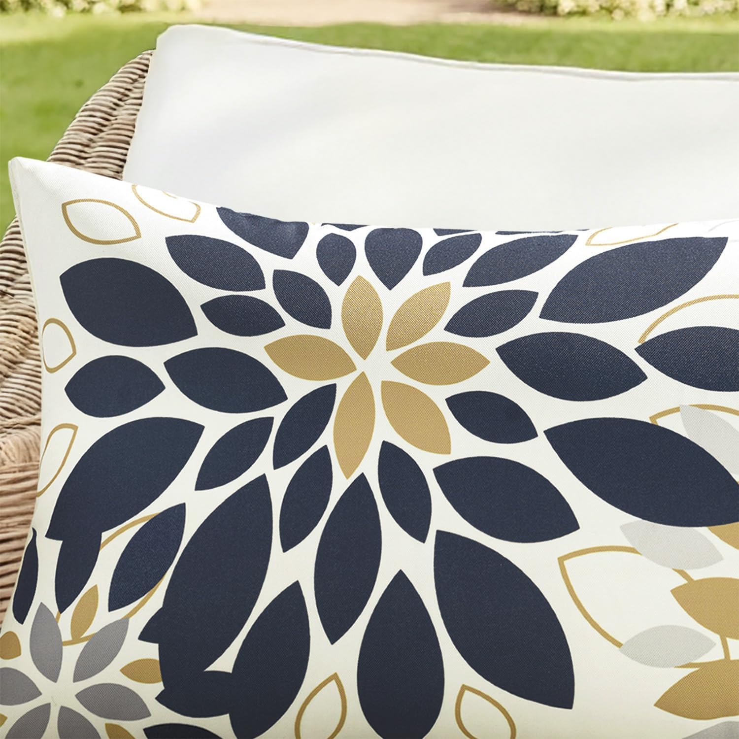 Floral Outdoor Pillow Covers Waterproof Spring Throw Pillow Cases Black Brown 20x20 Inch Set of 2 Decorative Summer Cushion Covers for Patio Furniture Garden Bench Porch Sofa