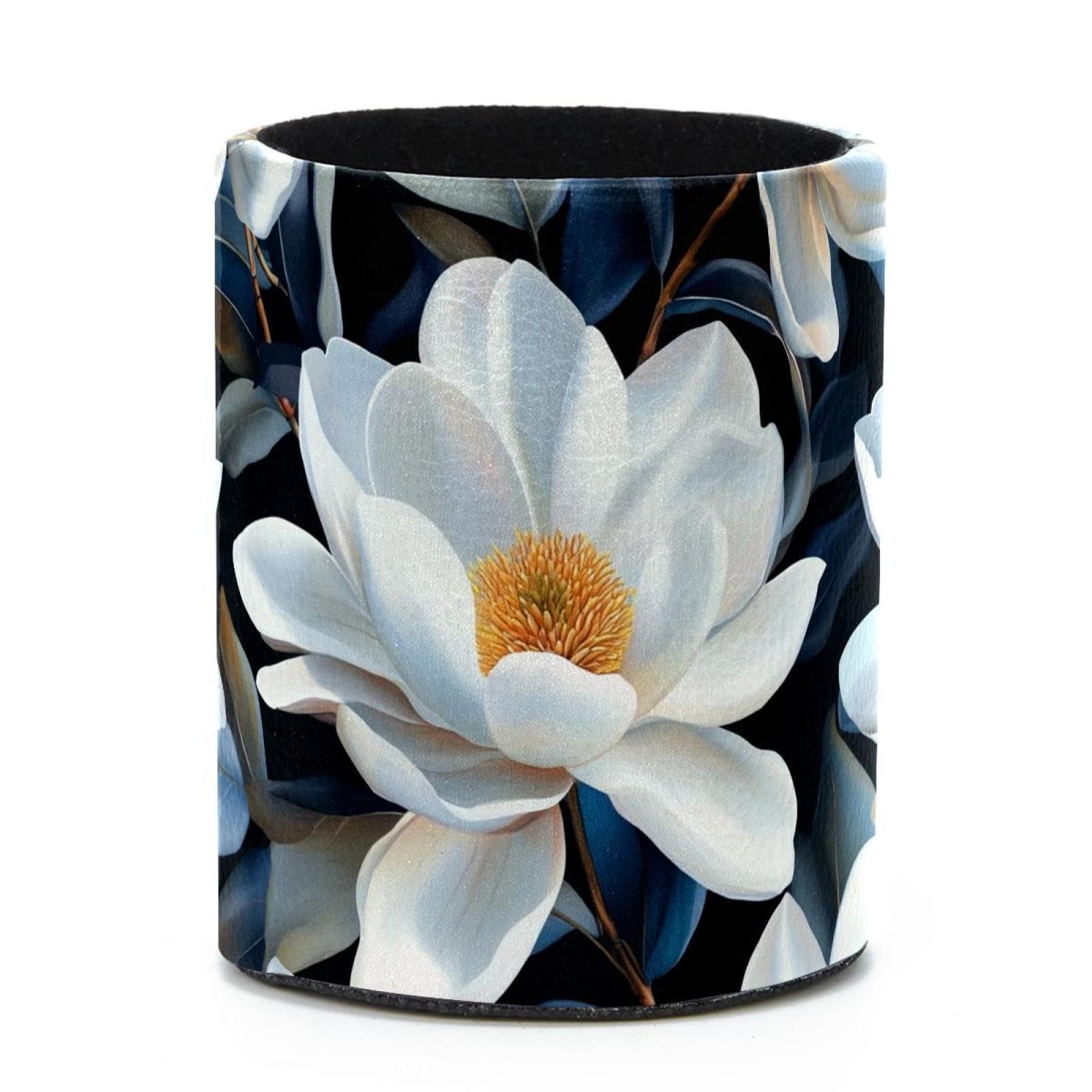 VAPOKF Round Pencil Holders for Desk, Magnolia Pen Holders Pen Pot Makeup Brushes Storage Desktop Stationery Supplies Organiser for Home Office