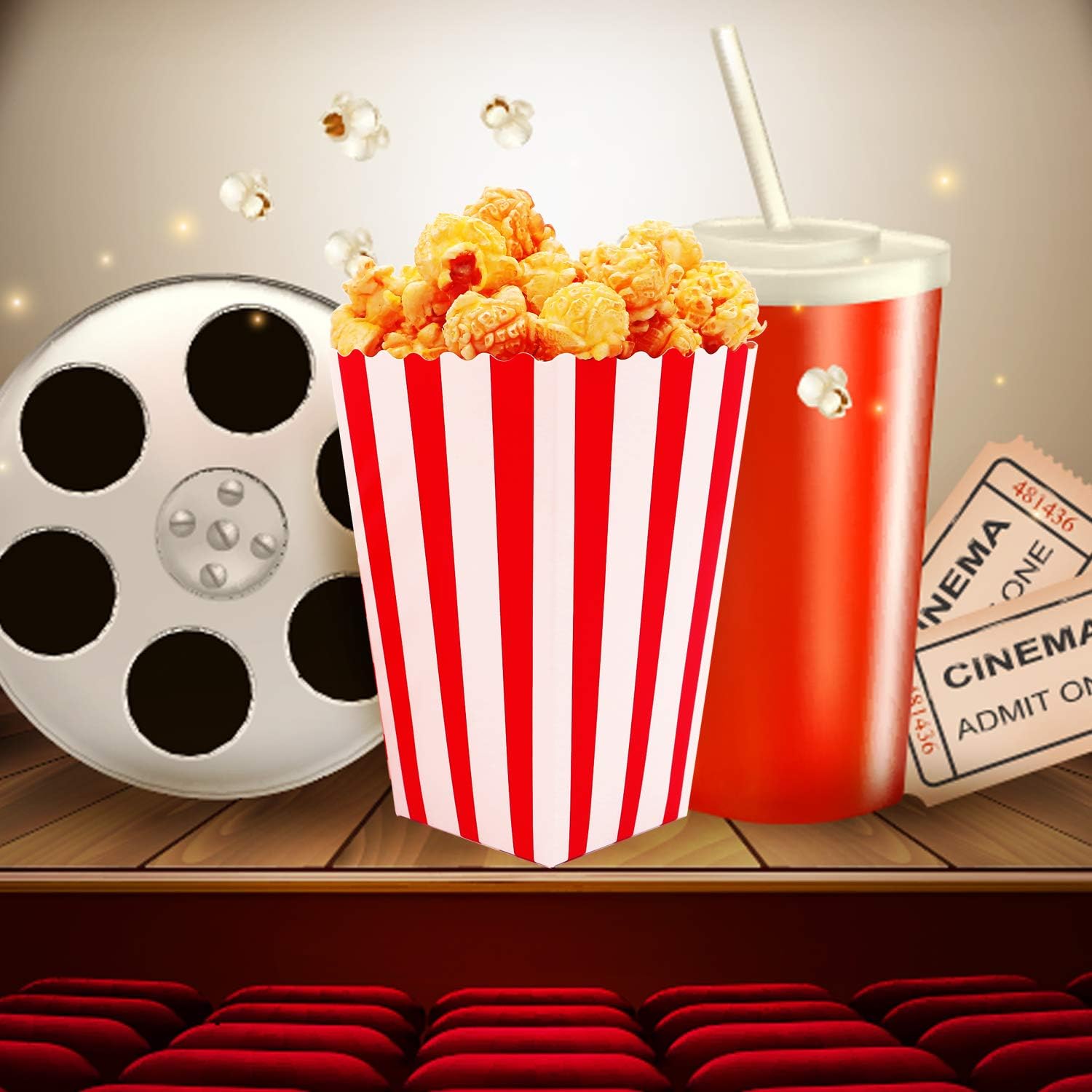 Exclusive Discount 🔥 Popcorn Favor Boxes, Cardboard Popcorn Candy Containers for Movie Nights Movie-Themed Carnival Parties, Red and White Striped Parties Supplies for Theater Decorations (Set of 100) Buy 1 get 1 🔥 Popcorn Favor Boxes, Cardboard Popcorn Candy Containers for Movie Nights Movie-Themed Carnival Parties, Red and White Striped Parties Supplies for Theater Decorations (Set of 100)