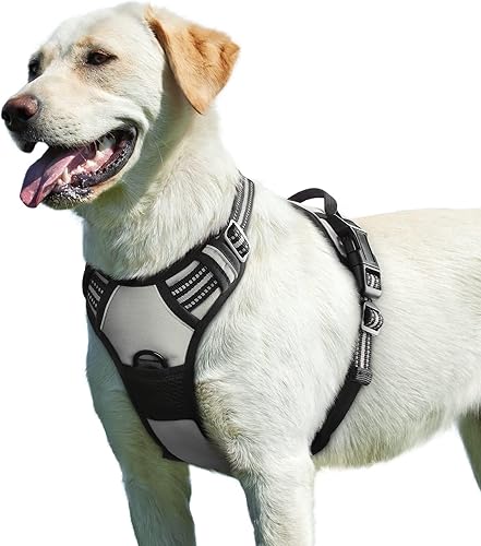 Miniatura 260 de Eagloo Arnés para perro de tamaño mediano, chaleco de servicio sin tirones con tiras reflectantes y asa de control, ajustable y cómodo para caminar