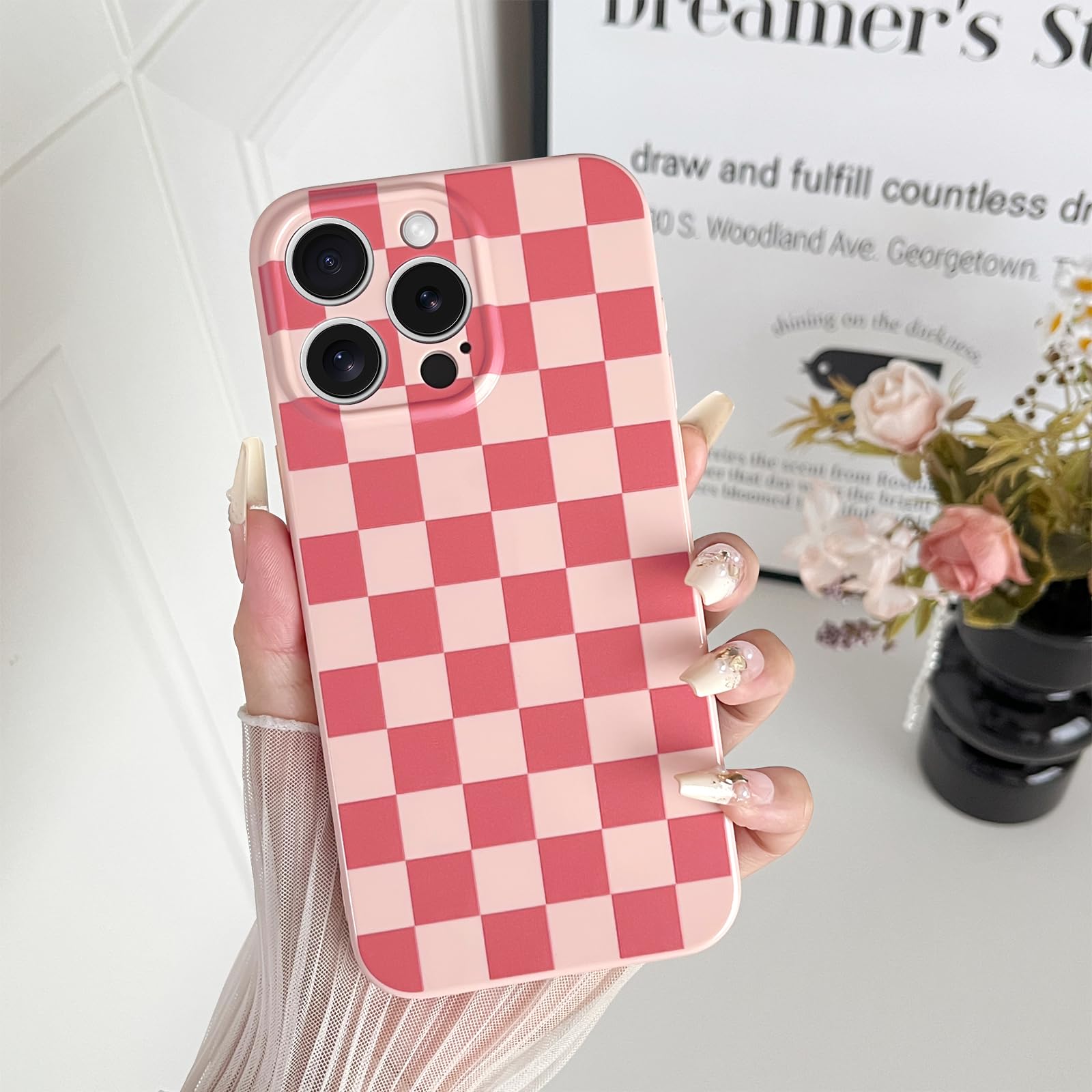 SmoBea Handyhülle Für IPhone 16 – Schachbrett-Design, TPU Silikon, Mit Kameraschutz, Stoßfest
