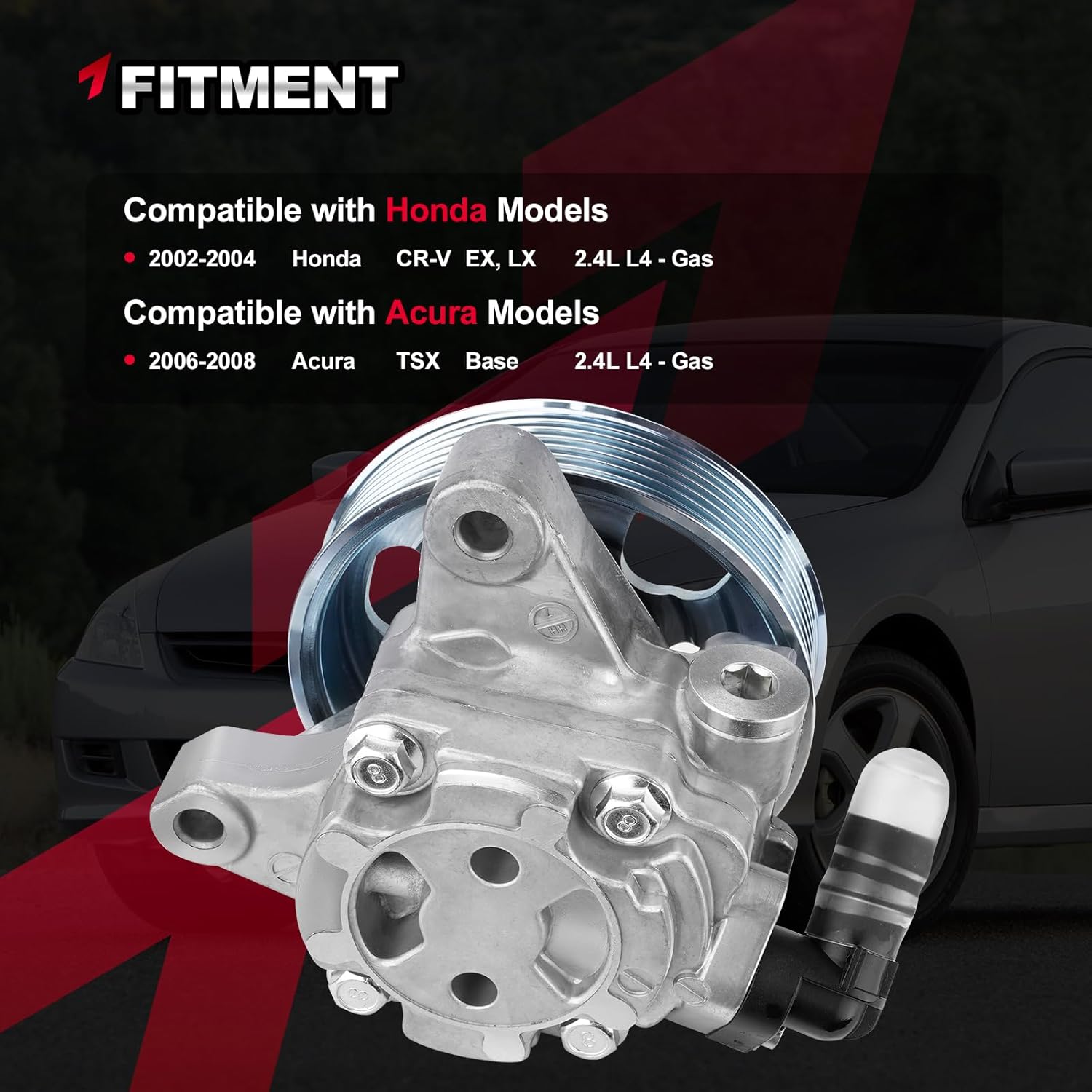 21-5419 power steering pump with pulley compatible with honda cr-v ex lx 2002-2004, acura tsx base 2006-2008 2.4l l4, power assist pump replace # 56110pnb306, 56110pnba01, 56110pnba02