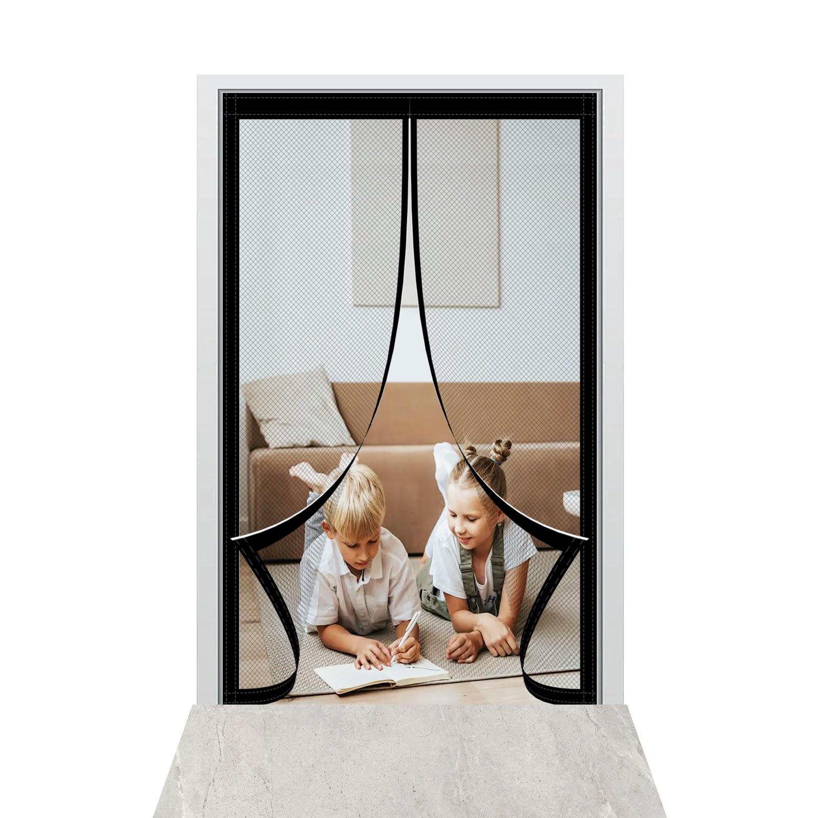 Lzjd Black Magnetic Door Curtain 208 X 212 Cm Keep Bugs Out & Lets Fresh Air In Magnetic Fly Screens For Doors Easy To Install Suitable For Patio Doors Balcony Bedroom,