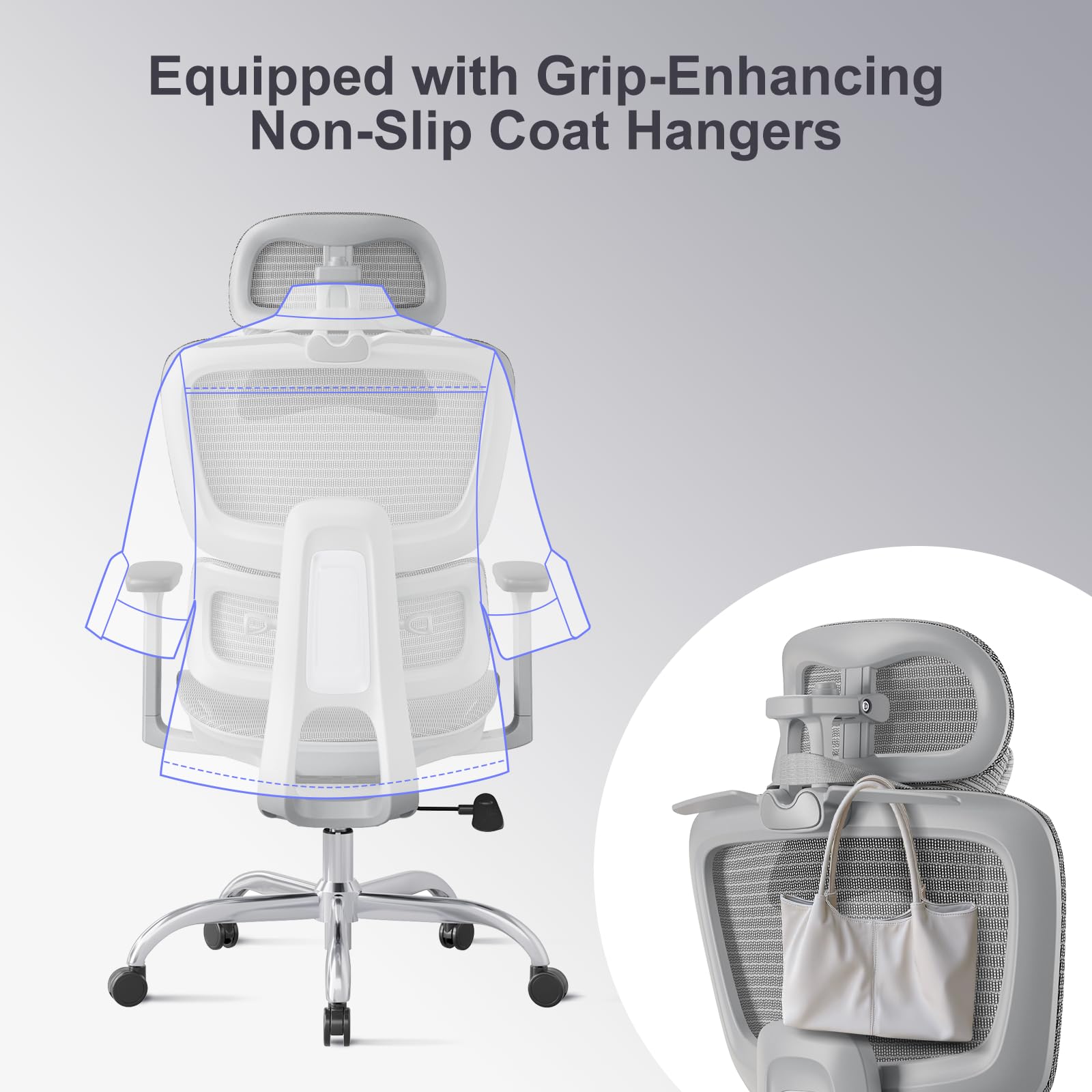 LarkLeaves Silla de Oficina Ergonómica con Reposapiés Gris L10 Pro | Malla transpirable, soporte lumbar 2D, respaldo ajustable, reposabrazos 3D, inclinación 145 grados, ruedas goma