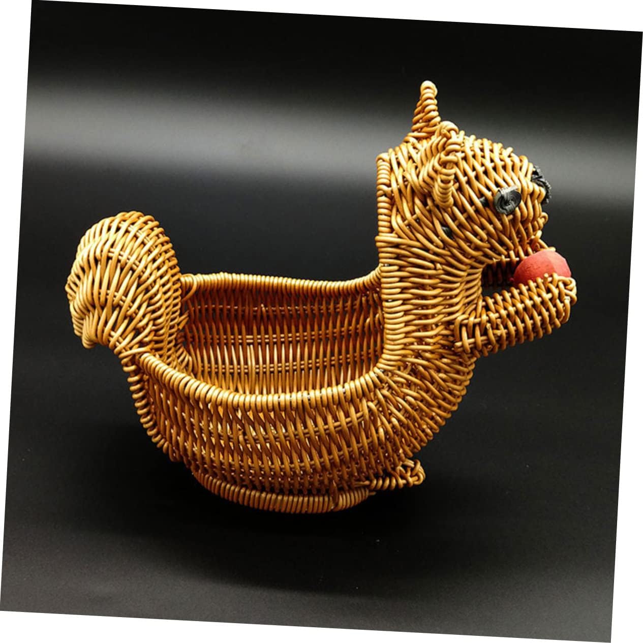 Mikinona Imitation Rattan Woven Basket Boho Picnic Basket Snack Box for Boys and Girls Desktop Organizer Creative Fruit Case Home Party Accessory
