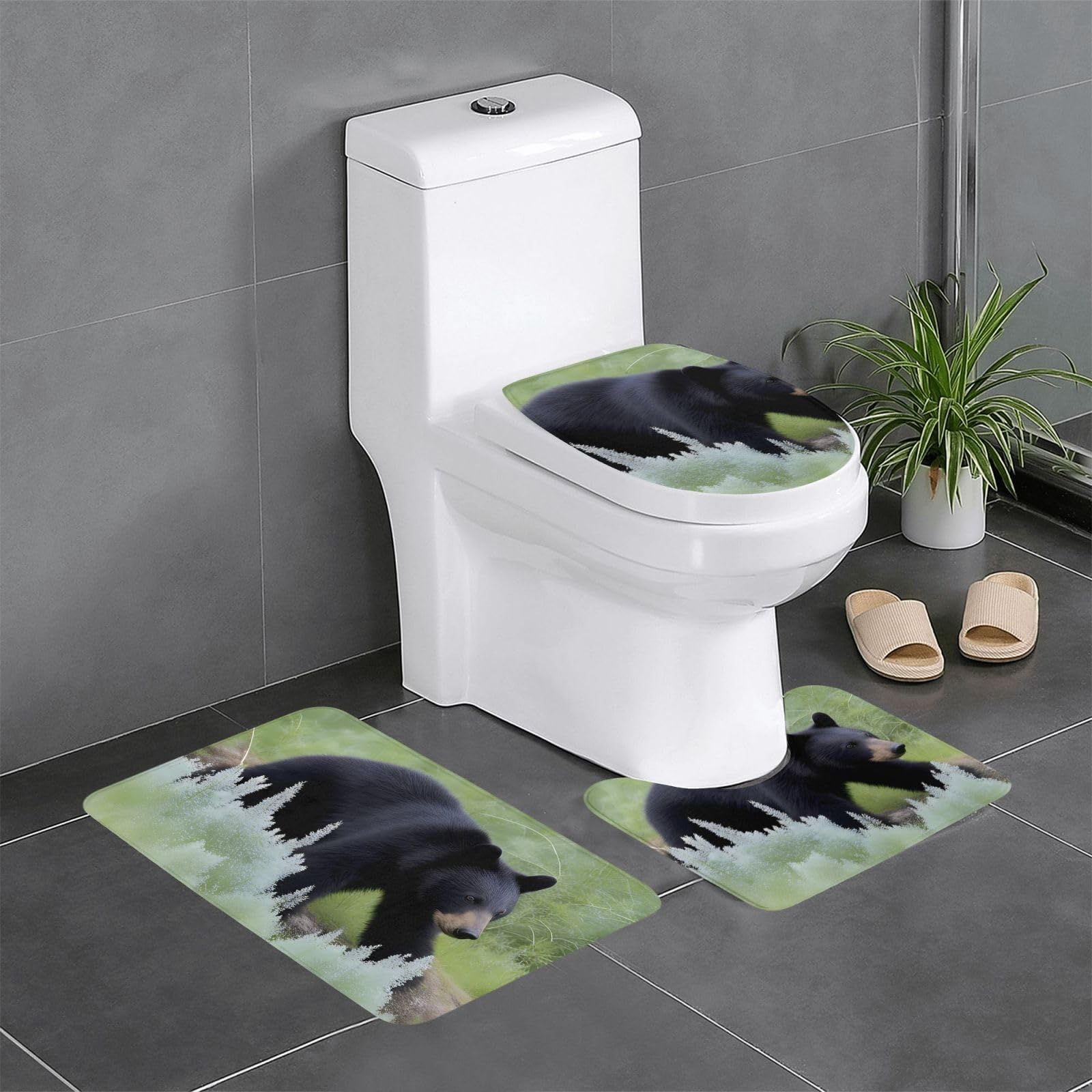 Tapis de salle de bain antidérapants premium ensemble de 3 tapis design ours de prestige
