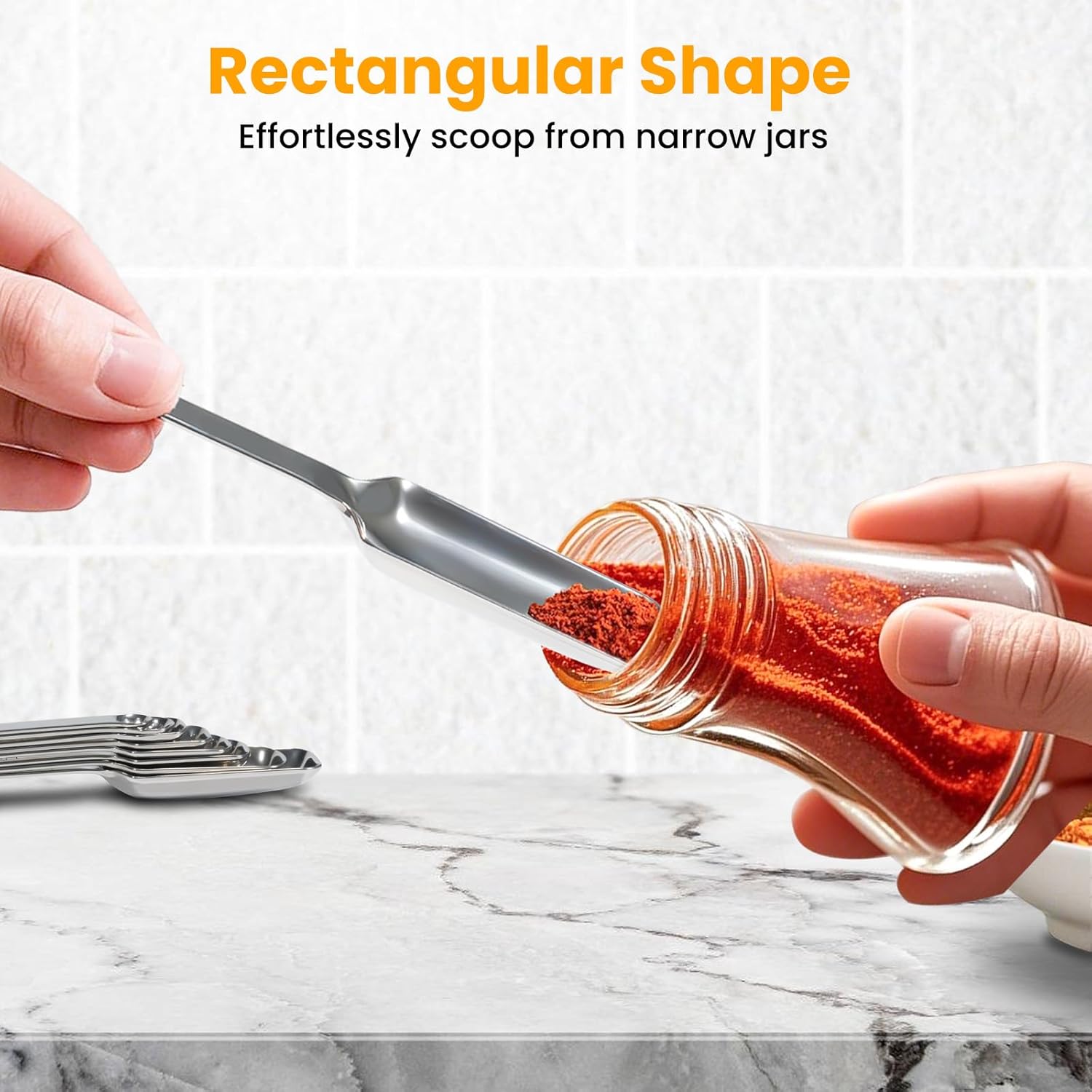 21 Pieces YUNNKEEY Measuring Cups and Spoons Set - Includes 7 Stainless Steel Measuring Cups, 8 Rectangular & 5 Mini Measuring Spoons with Leveler Fits Spice Jars, Ideal for Dry and Liquid Ingredients - Image 8