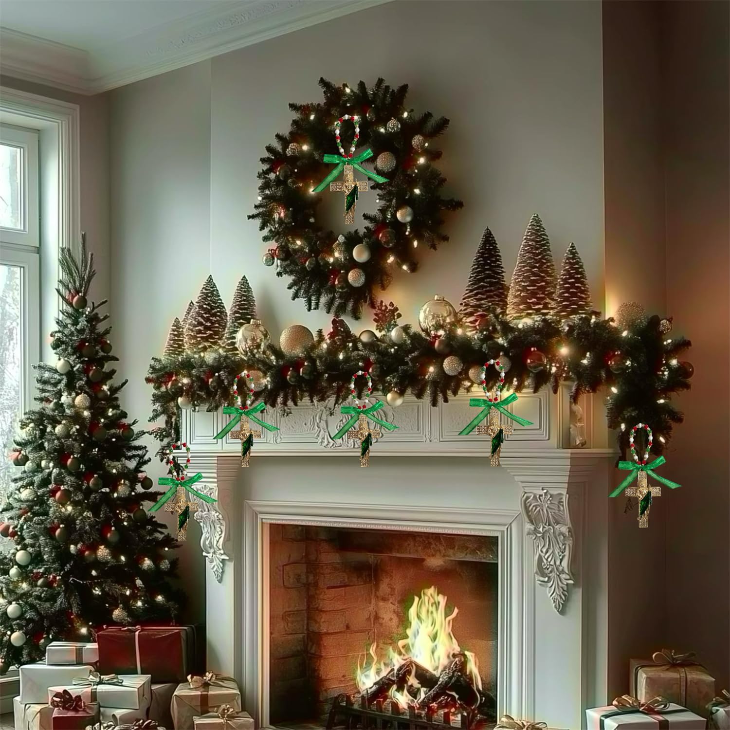 Bovemee Saint Jude Medal Crucifix Door Hanger, 2 Pieces, Catholic Gifts with Saint Benedict, Virgin Mary Medal, Christian Prayer Cross Home Decor (2PCS Green Saint Jude Cross) - Image 4