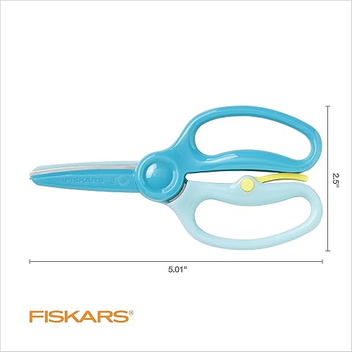 Miniatura 2 de Fiskars Tijeras de entrenamiento para preescolares a partir de 3 años, tijeras de seguridad para niños pequeños con palanca de entrenamiento,