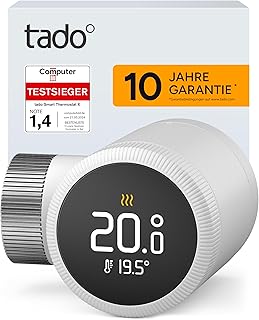 tado Smartes Heizkörperthermostat X, Heizungssteuerung per App und Smart Speaker (Alexa, Siri, Google Assistant), spart Energie und Kosten, DIY Installation