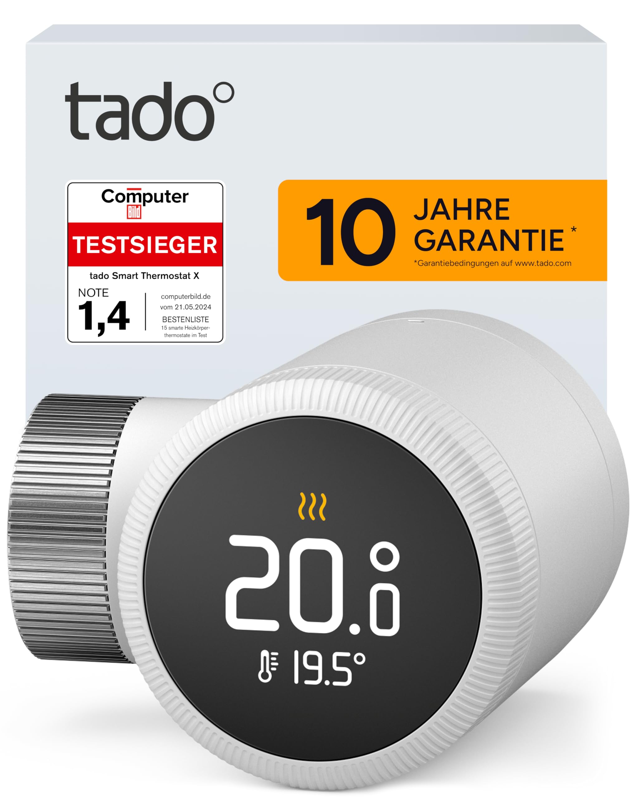 Tado tado° Smartes Heizkörperthermostat X, Heizungssteuerung per App und Smart Speaker (Alexa, Siri, Google Assistant), spart Energie & Kosten, DIY Installation