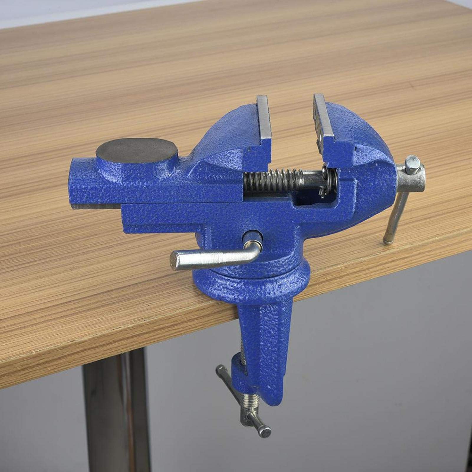 Mini morsetto da tavolo, mini morsetto blu con incudine, morsa da tavolo per la lavorazione del legno di gioielli 50/60 mm(50mm)