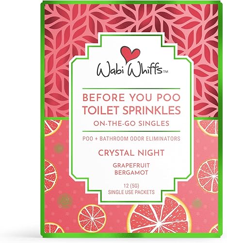 Wabi Whiffs Crystal Night (12 unidades)  Desodorante natural de baño  Paquetes eliminadores de olores para frescura y limpieza  Seguro séptico