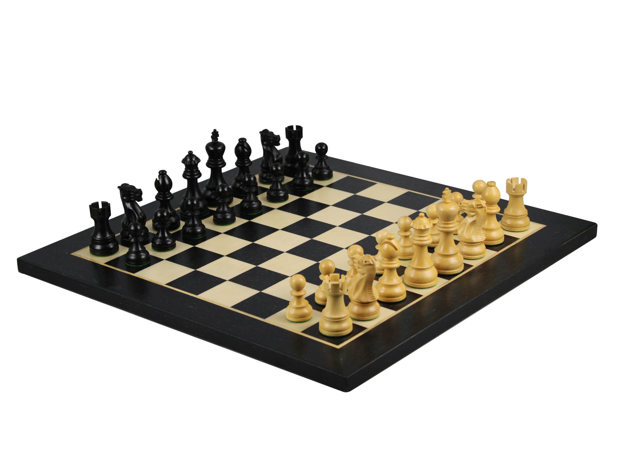 Helena - Set di scacchi a tavola piatta, in legno di ebano, 60 cm, con pesi esecutivi Staunton, in ebanizzato, 9,75 cm