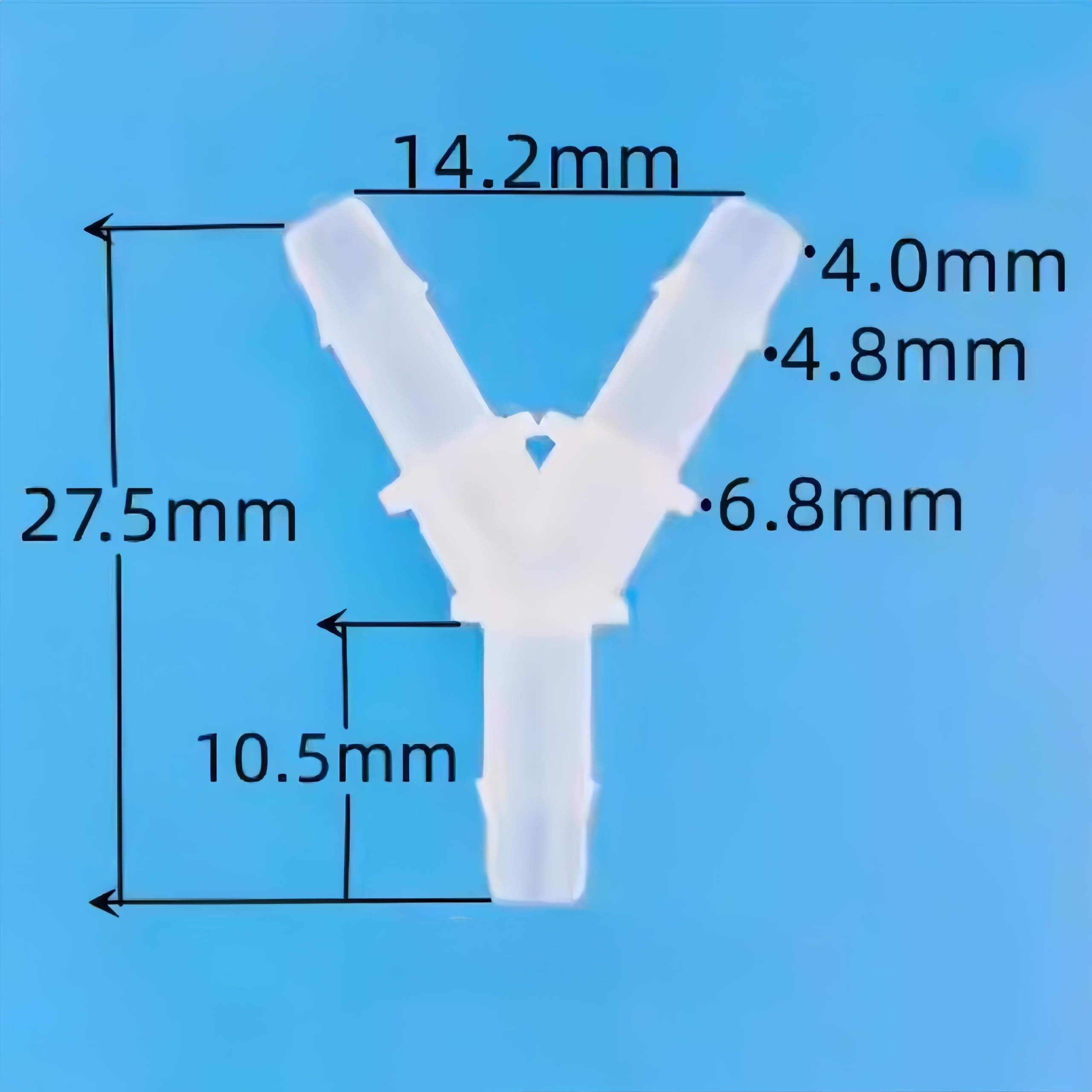 Manguera de púas de 3 vías, 100 adaptadores de manguera de polipropileno para laboratorio, maquinaria de alimentos y uso en acuarios, 9,6 mm, 4,8 mm extendido