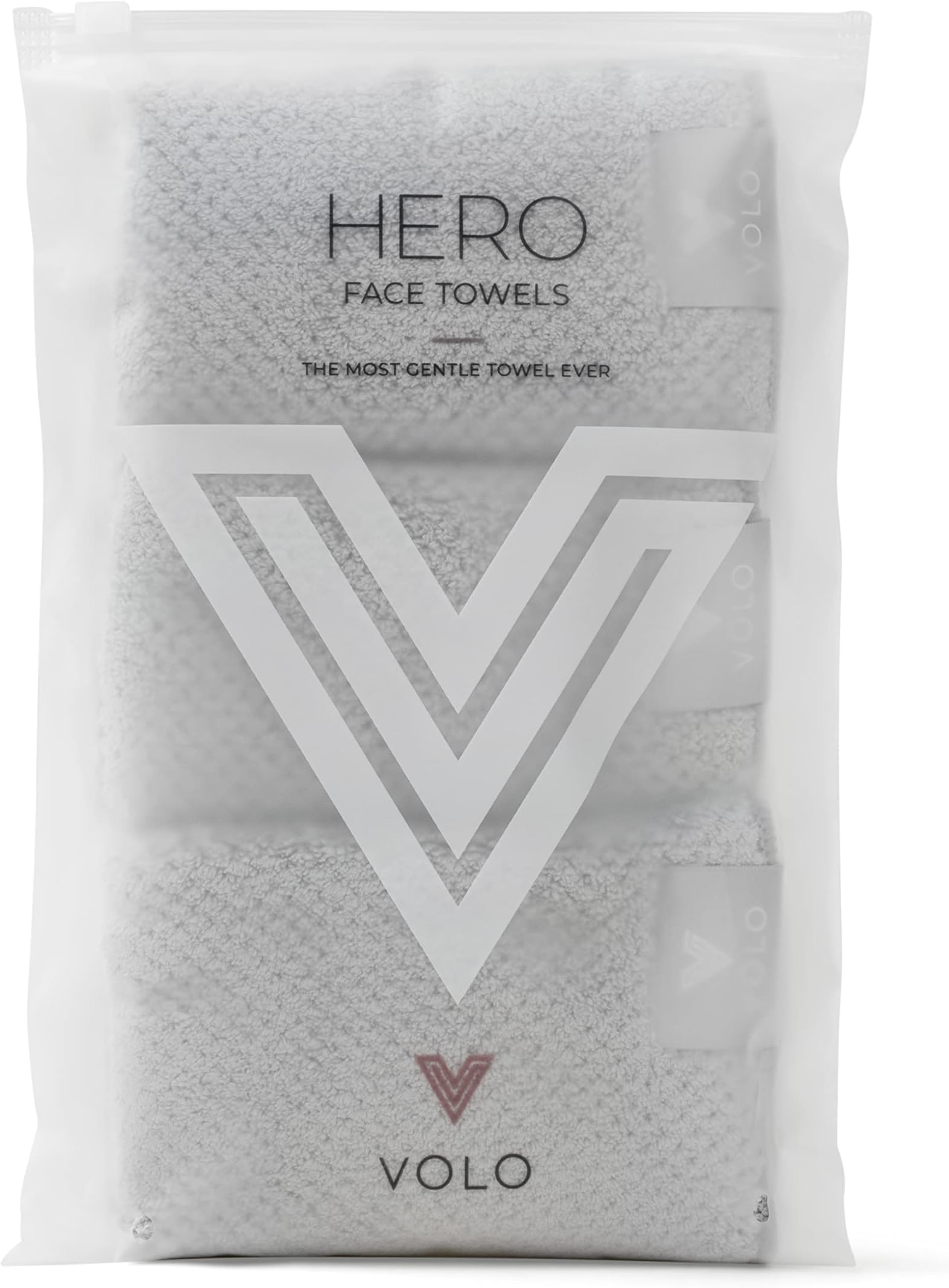 VOLO Hero Luna Gray Face Towel | Reusable Facial Wash Cloths | Makeup Remover & Post Shower Washcloths | Ultra Soft, Absorbent, Gentle, Fast Drying Nanoweave Fabric Face Towels | Microfiber 3PK