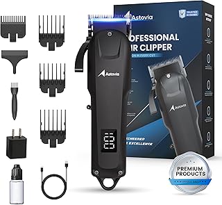 Professional Hair Clippers for Men – Zero-Gap Adjustable Blade, Long-Lasting 300-Min Battery, Quiet + Powerful Motor, LED Display – Cordless Barber Clipper for Fades & Lineups