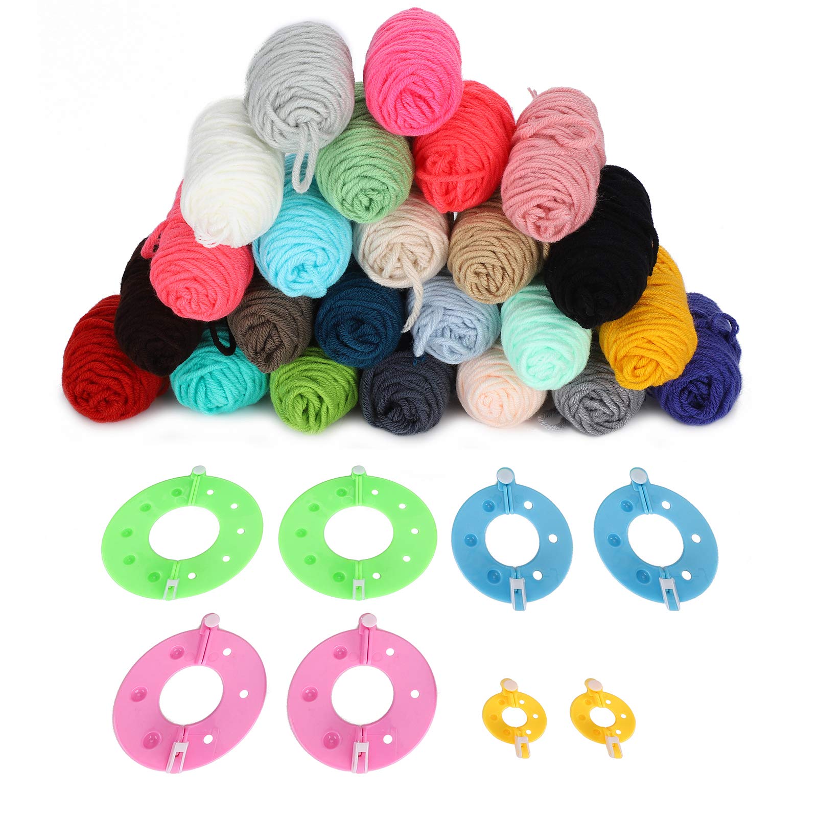 Pompom Maker Kits Fluff Ball Weaver DIY 24 Farben Wollgarn Stricken Handwerk Geschenke