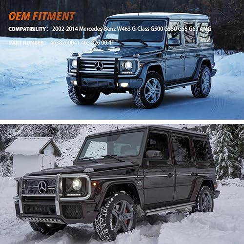 Miniatura 8 de ADIIL Conjunto de 4 luces LED de posición laterales ámbarrojas compatibles con Benz W463 Clase G G500 G550 G55 AMG (lente transparentefrontal, lente