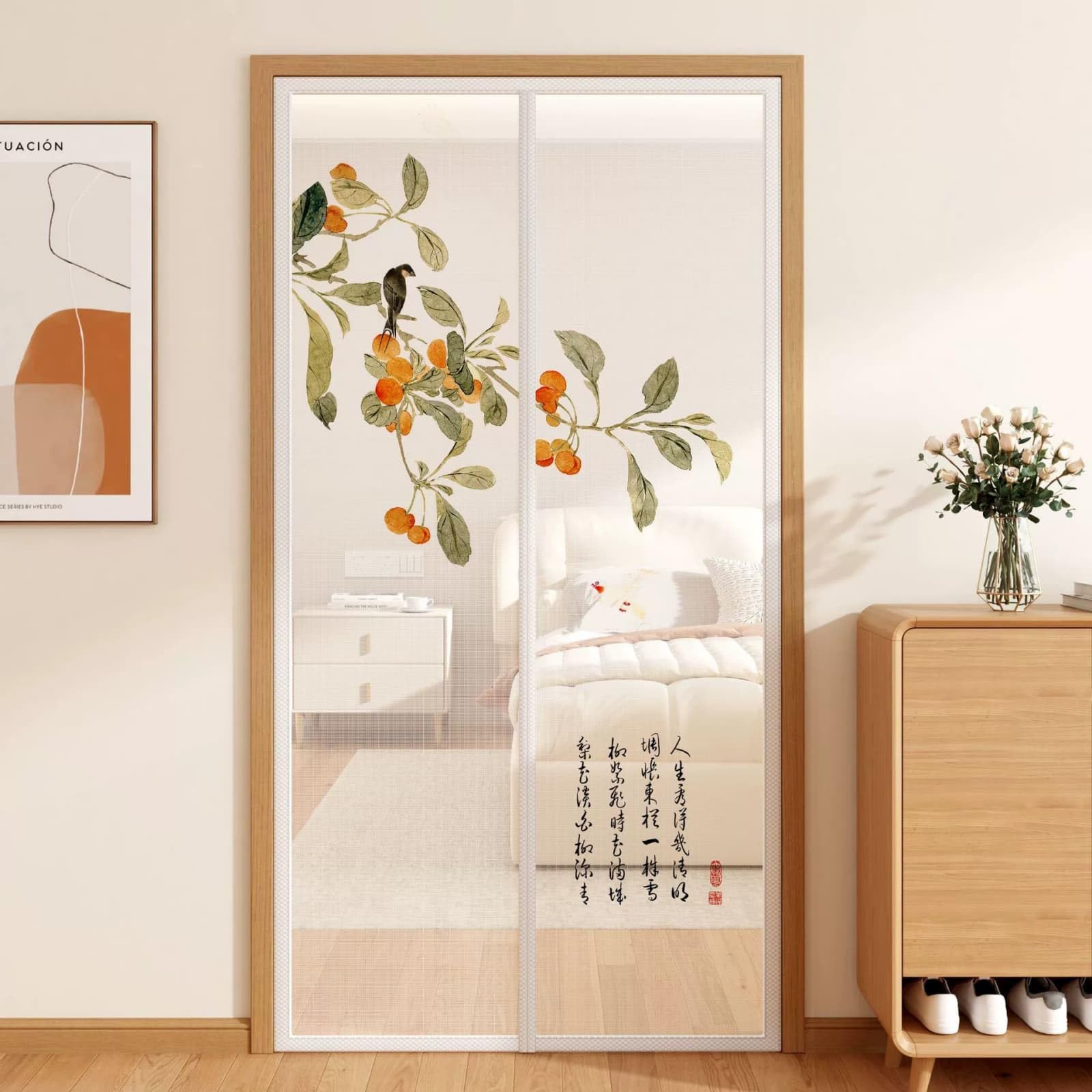 Moustiquaire porte magnétique à fermeture automatique sans perçage 120x210