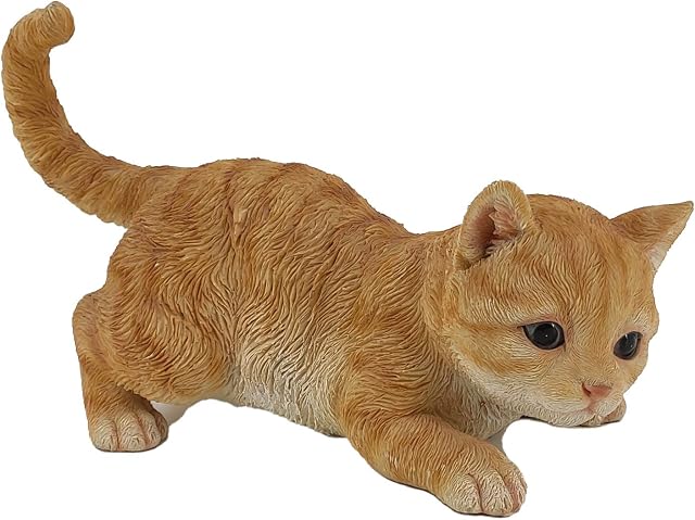 G&H Decor - Realistic Orange Tabby Cat Polyresin Statue - Hand Painted Figurine - Intricate Detail - Indoor or Outdoor Use - Frost and Fade Resistant Animal Lawn Ornament (Sneaking)