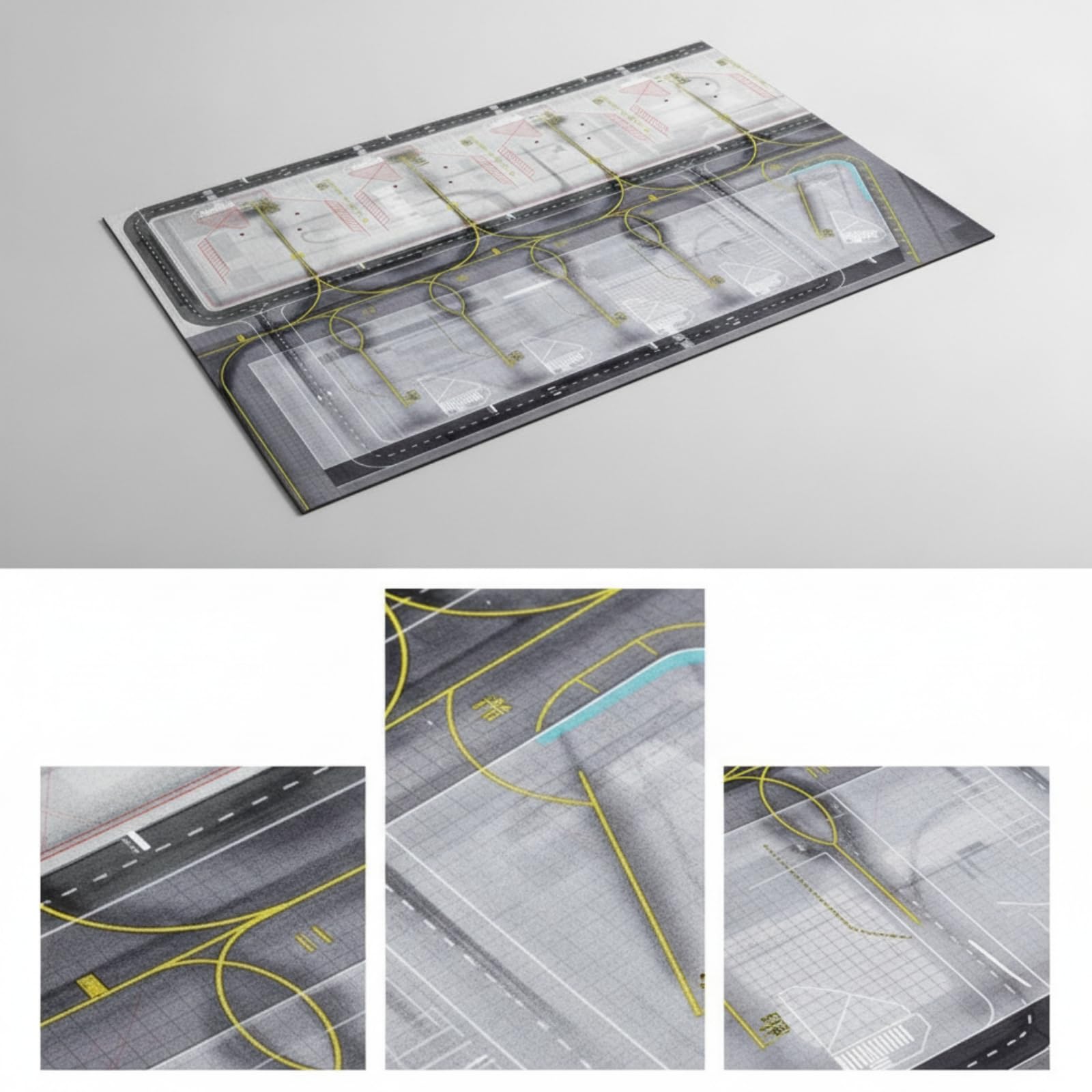 Base per Aerei Modello Pista Aeroporto Stampata Diorama Foglio Tappetino Carta Opaca Spessa con Vie di Rullaggio Definiti Adatto per Esposizione